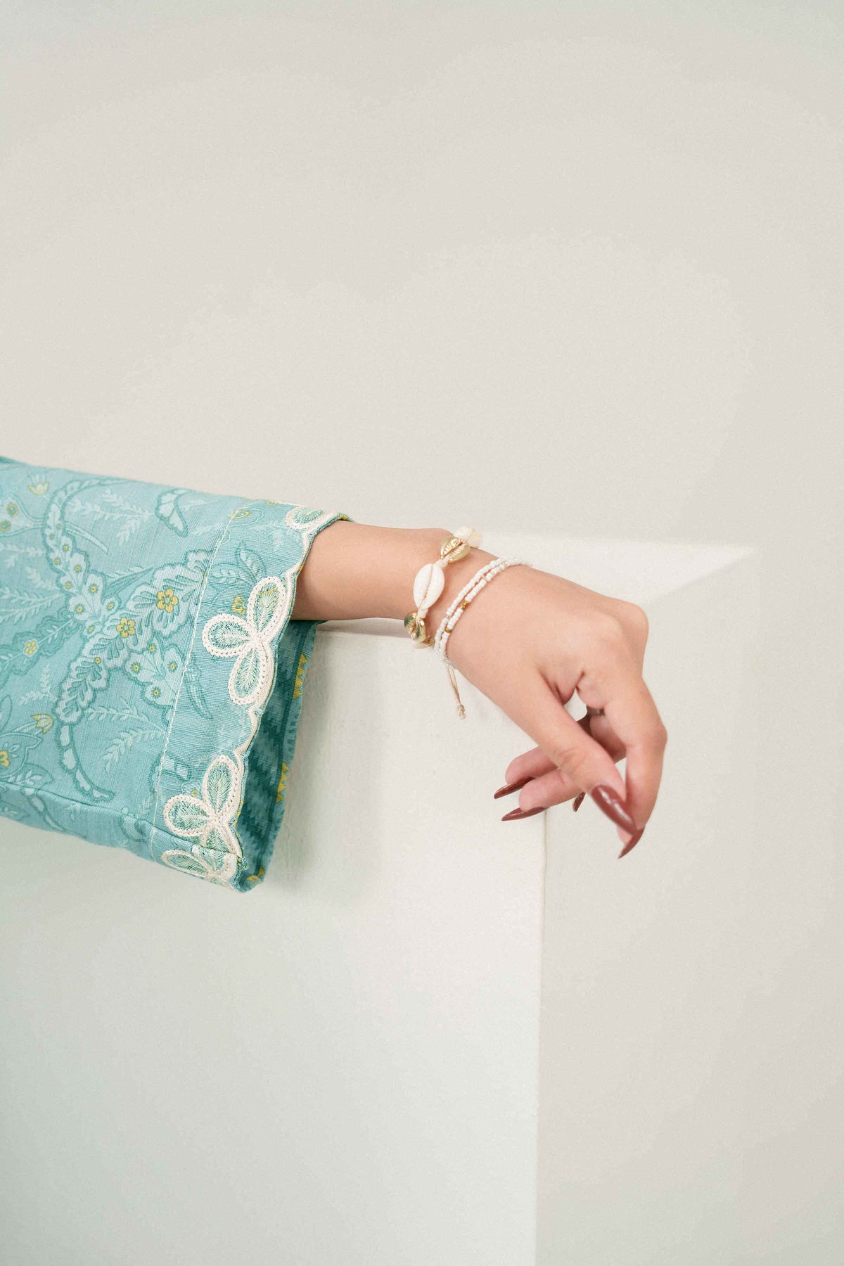Green 2-Piece Printed Embroidered Suit in Khaddar ready-to-wear
