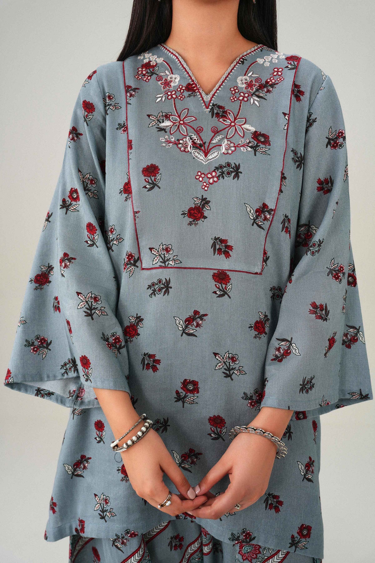 2 Piece - Printed Embroidered Suit - ST2STE-PRET26WV2-42
