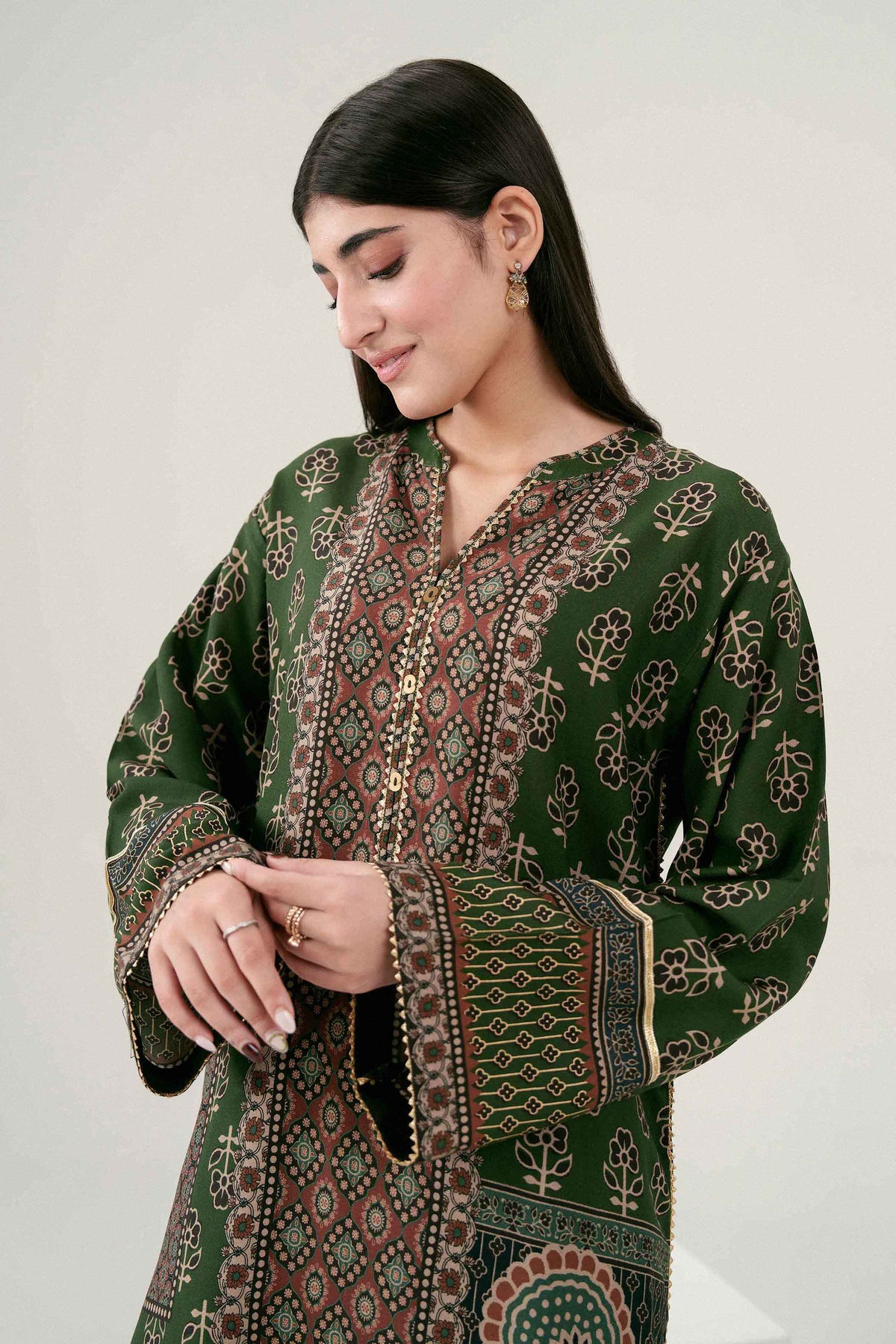 Green 2-Piece Printed Suit in Linen ready-to-wear