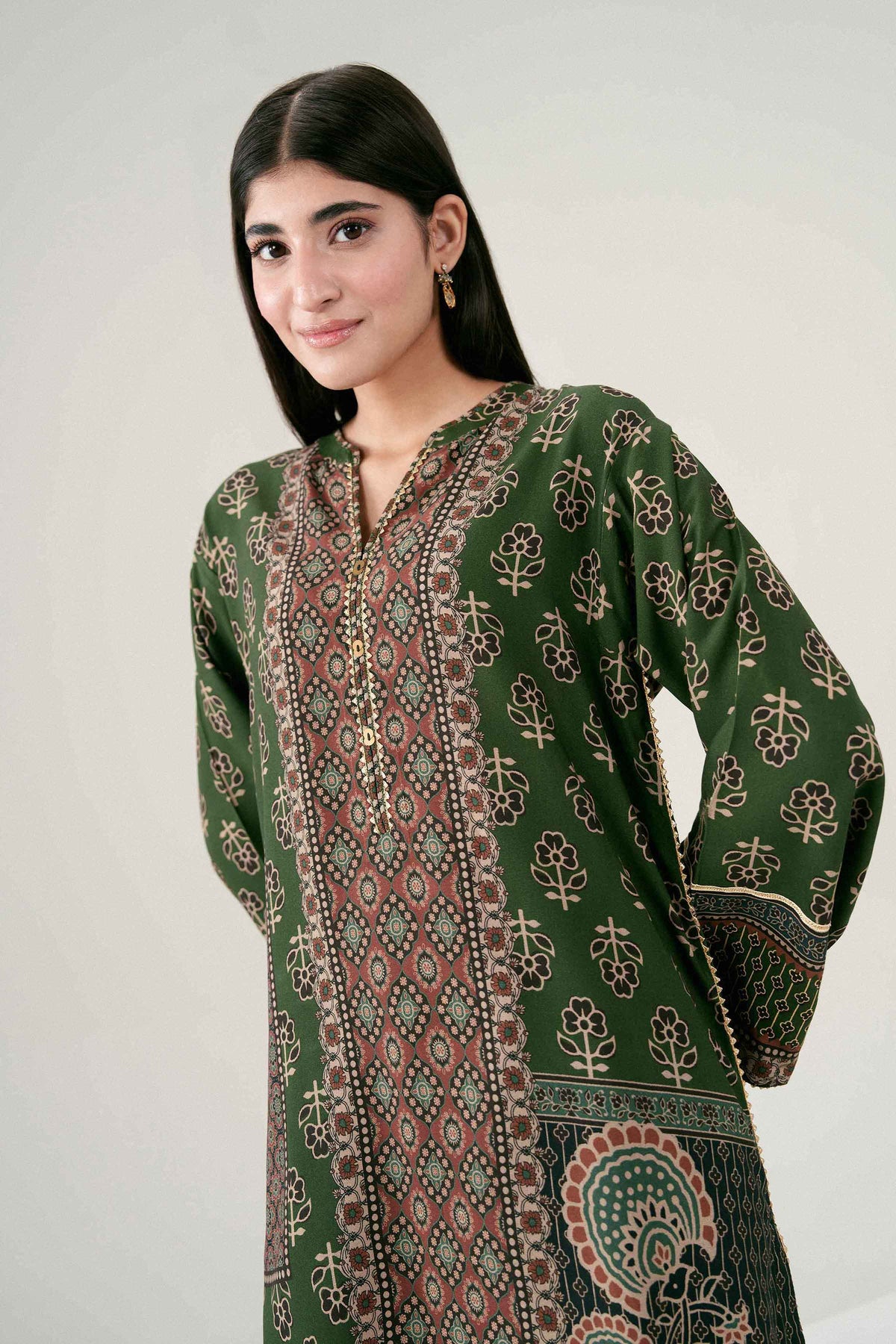 Green 2-Piece Printed Suit in Linen ready-to-wear