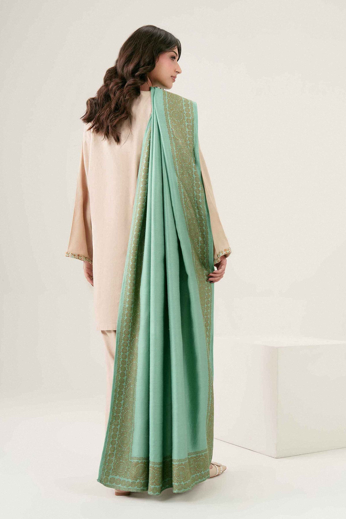 Beige 3-Piece Embroidered Suit in Twill ready-to-wear