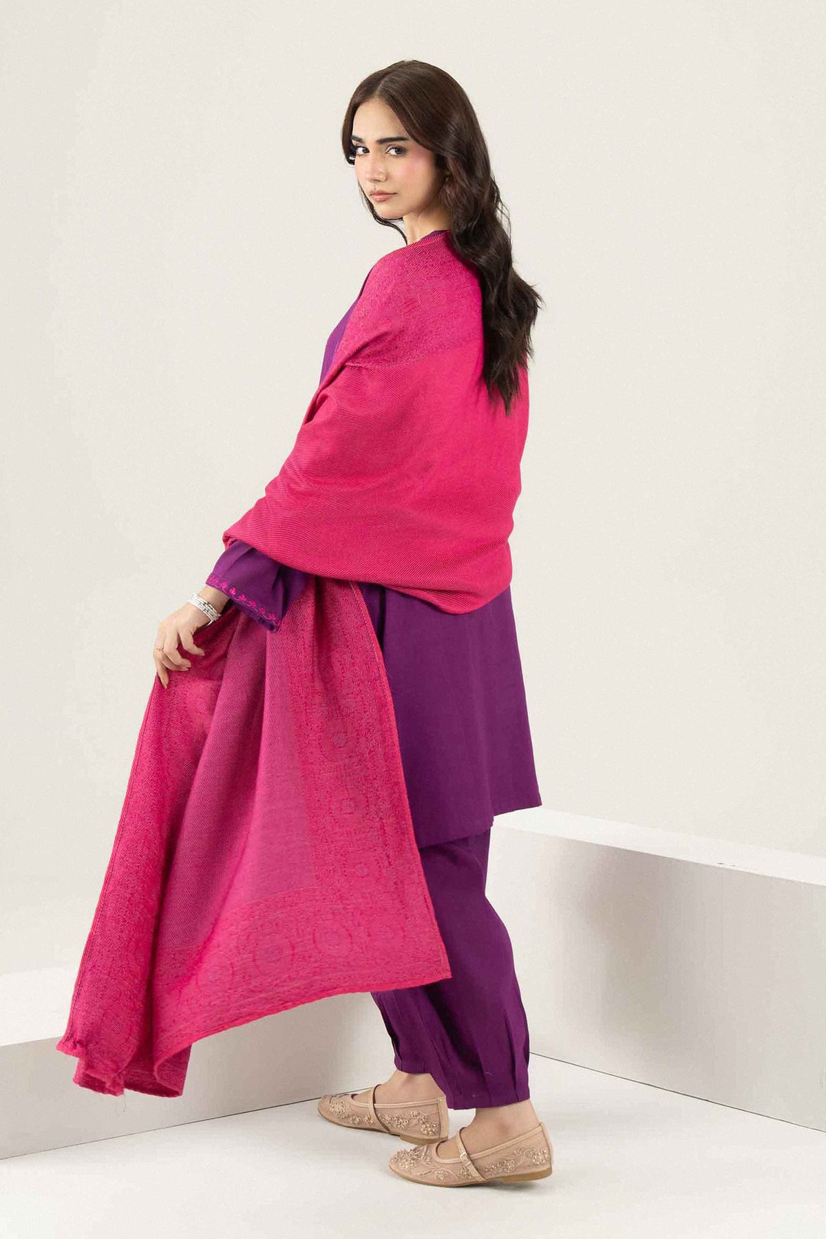 Purple 3-Piece Embroidered Suit in Twill ready-to-wear