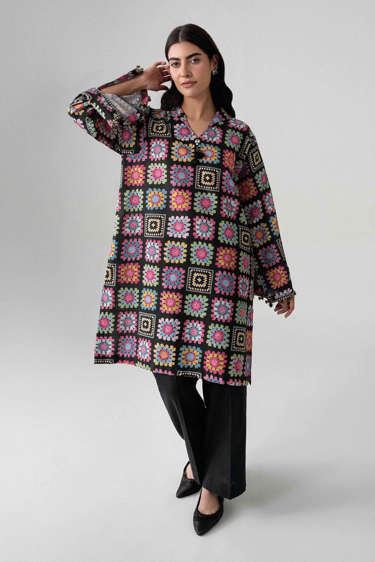 Multi 2-Piece Printed Suit in Karandi unstitched