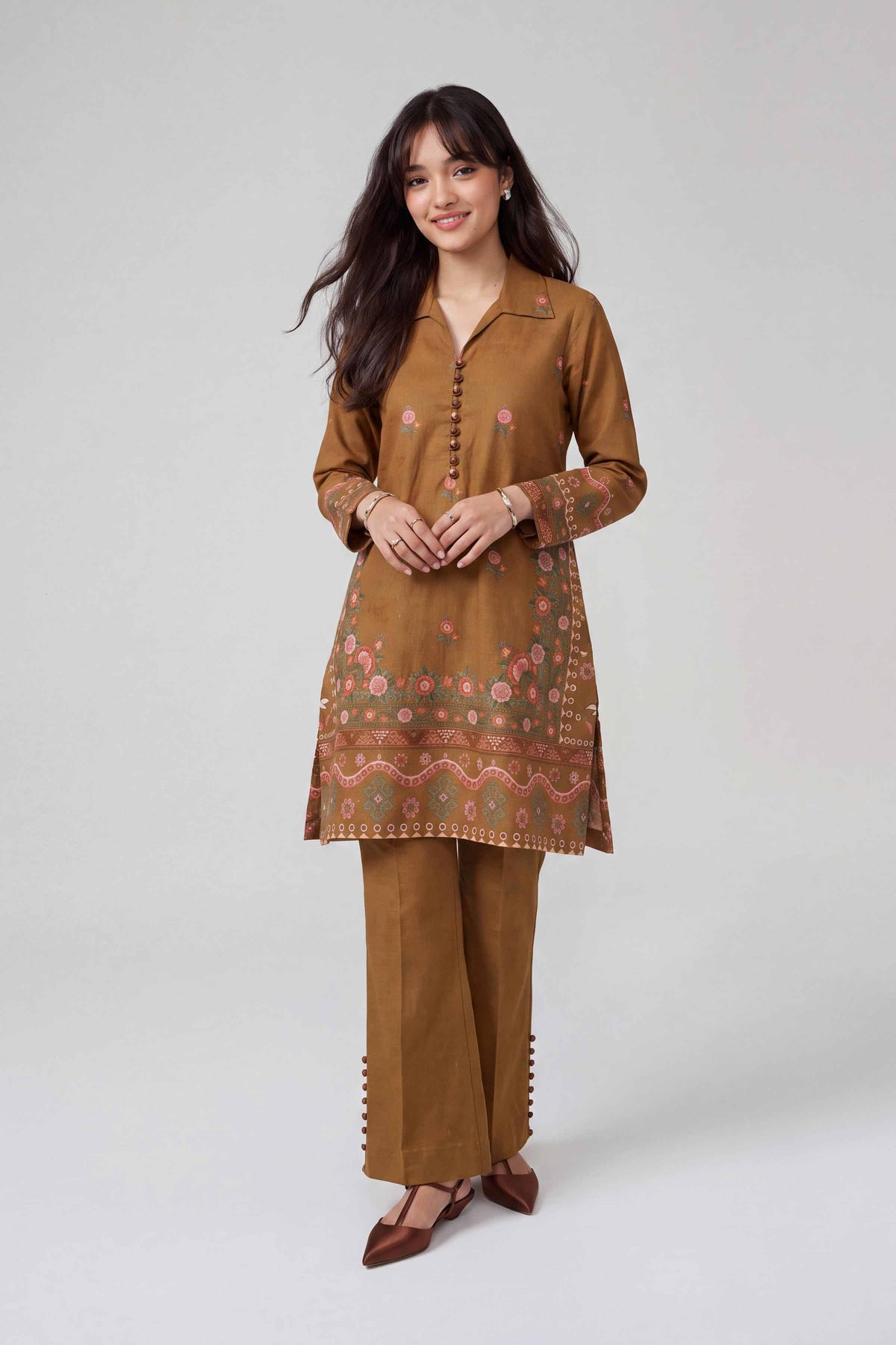 Green 2-Piece Digital Printed Suit in Khaddar unstitched
