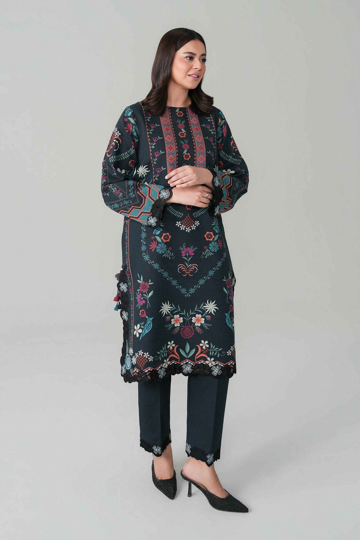2 Piece - Digital Printed Embroidered Suit - U2STE-NISHA26WV1-35