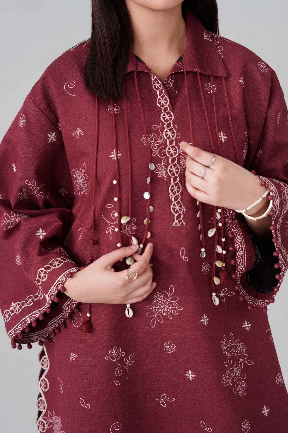 2-Piece Printed Embroidered Suit in Khaddar unstitched