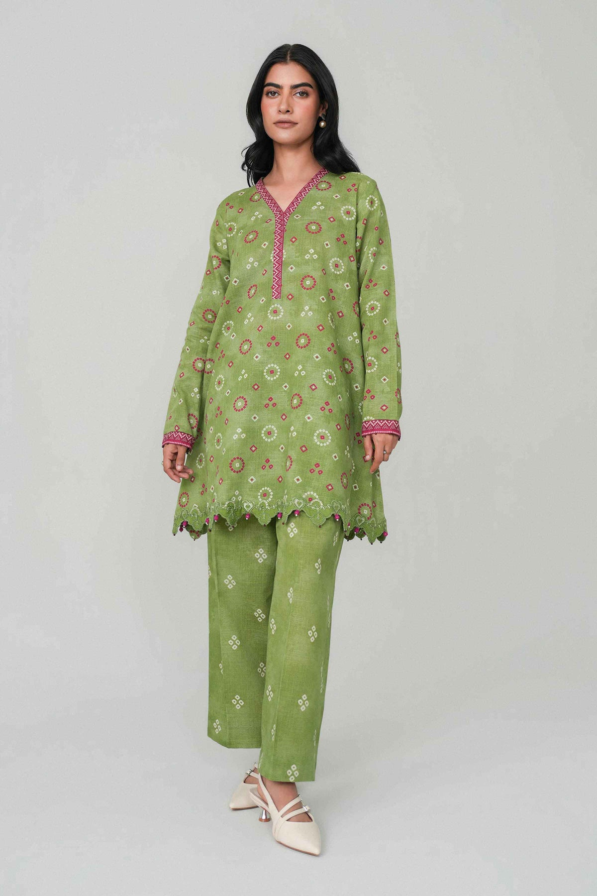 2 Piece - Printed Embroidered Suit - U2STE-NISHA26WV1-52