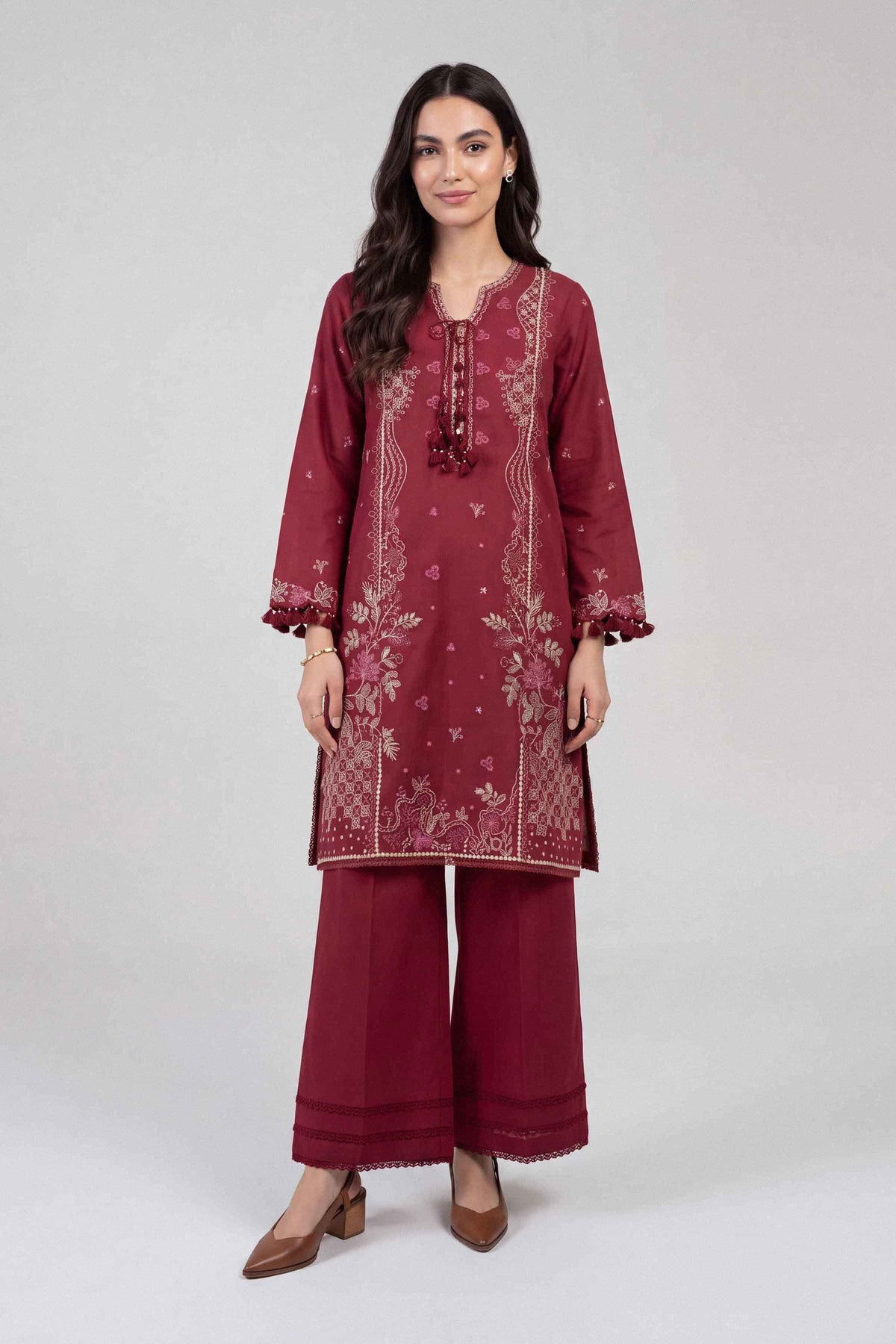 2-Piece Embroidered Suit in Cotton unstitched