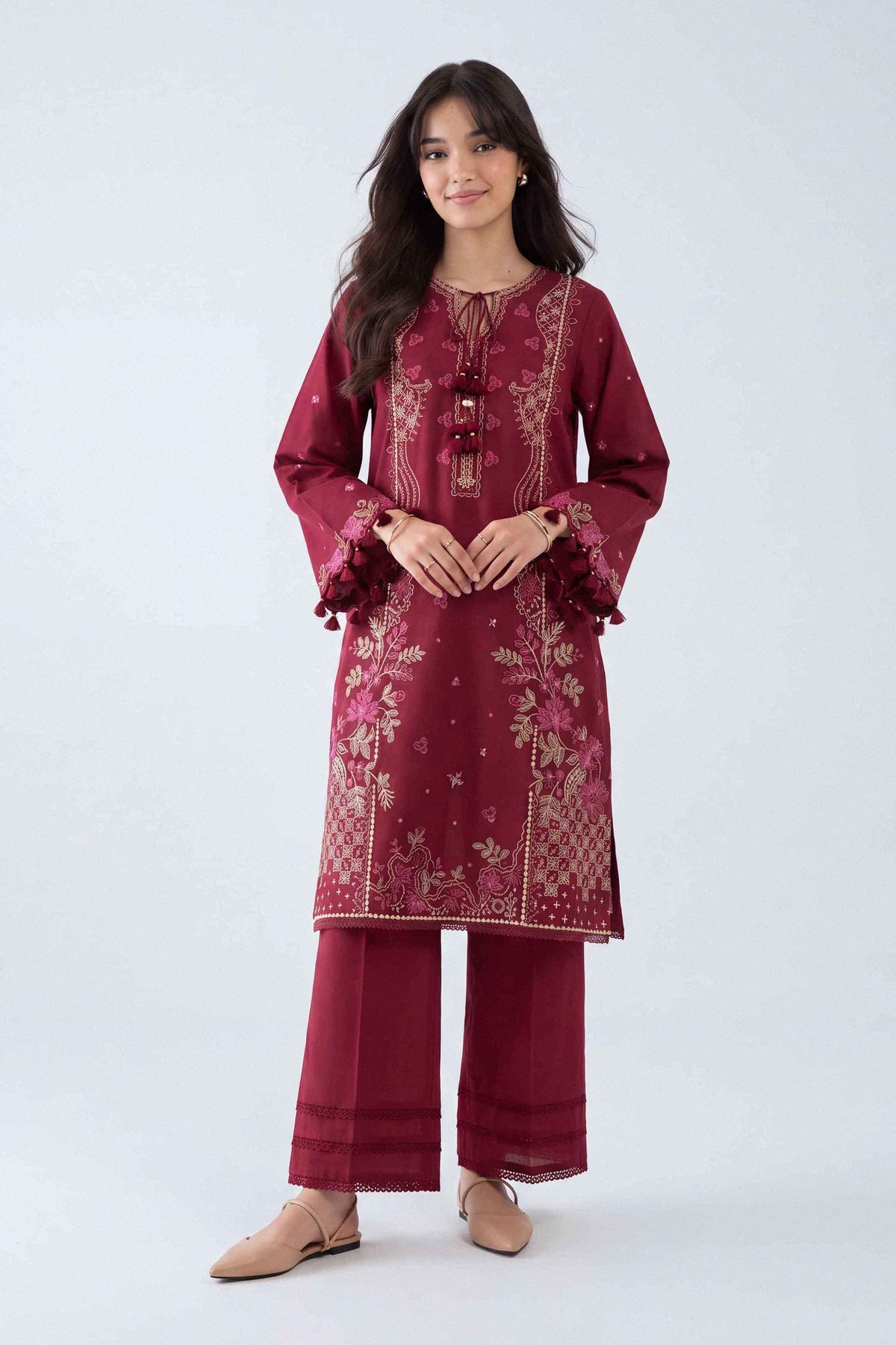 2-Piece Embroidered Suit in Cross Hatch unstitched
