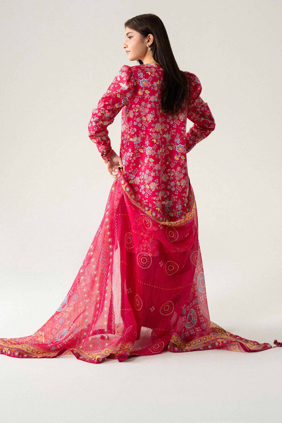 Maroon 3-Piece Digital Printed Suit in Lawn unstitched