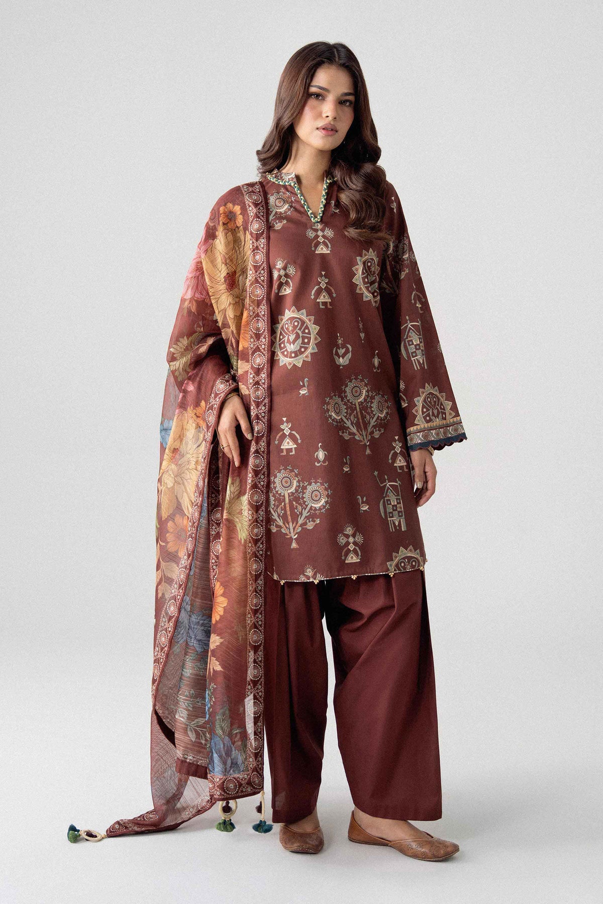 3 Piece - Digital Printed Suit - U3P-NISHA26WV1-42