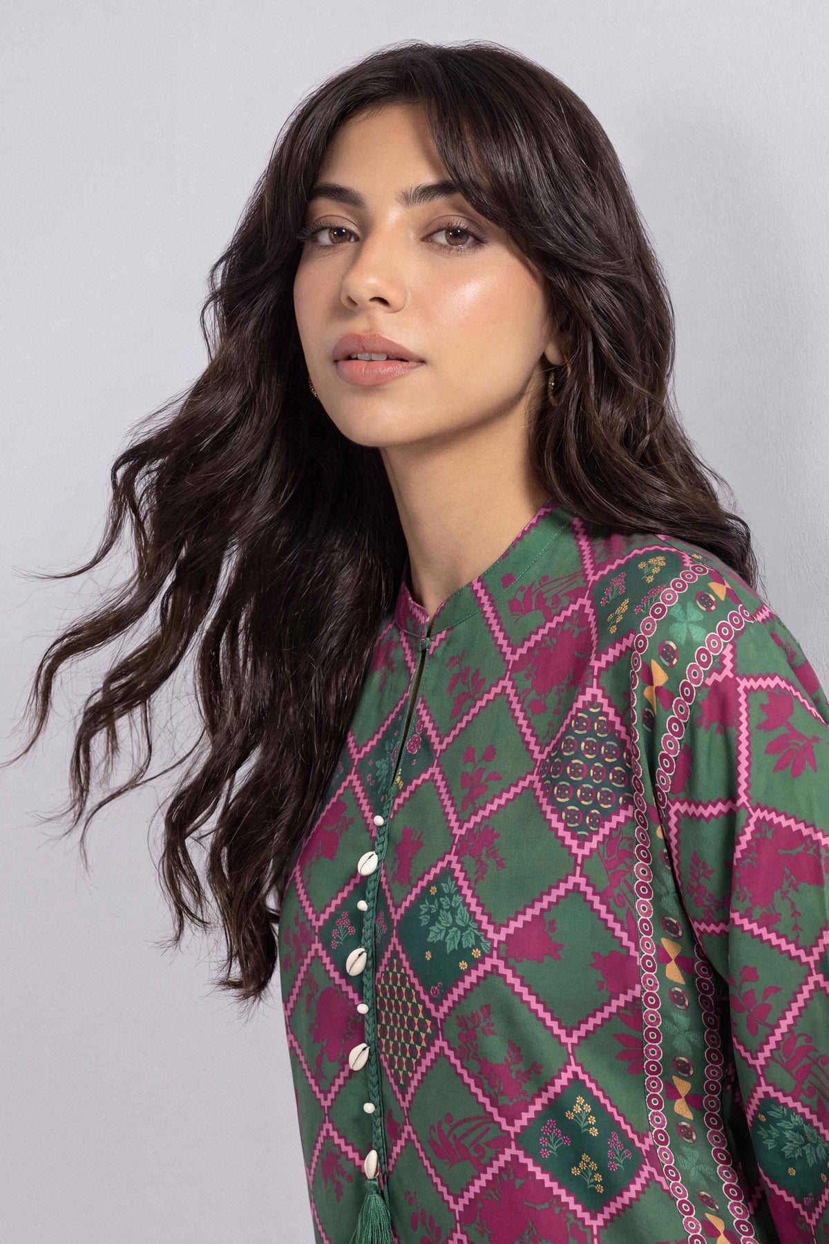 Multi 3-Piece Printed Suit in Linen unstitched