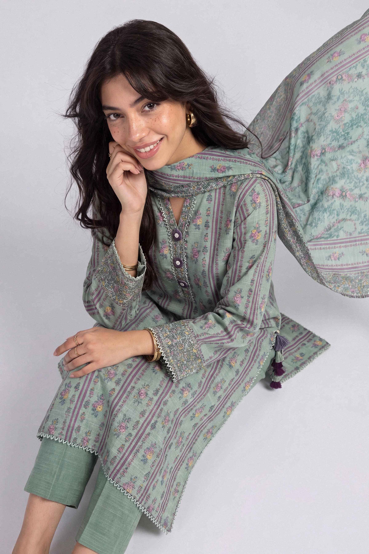3 Piece - Printed Suit - U3P-NISHA26WV1-88
