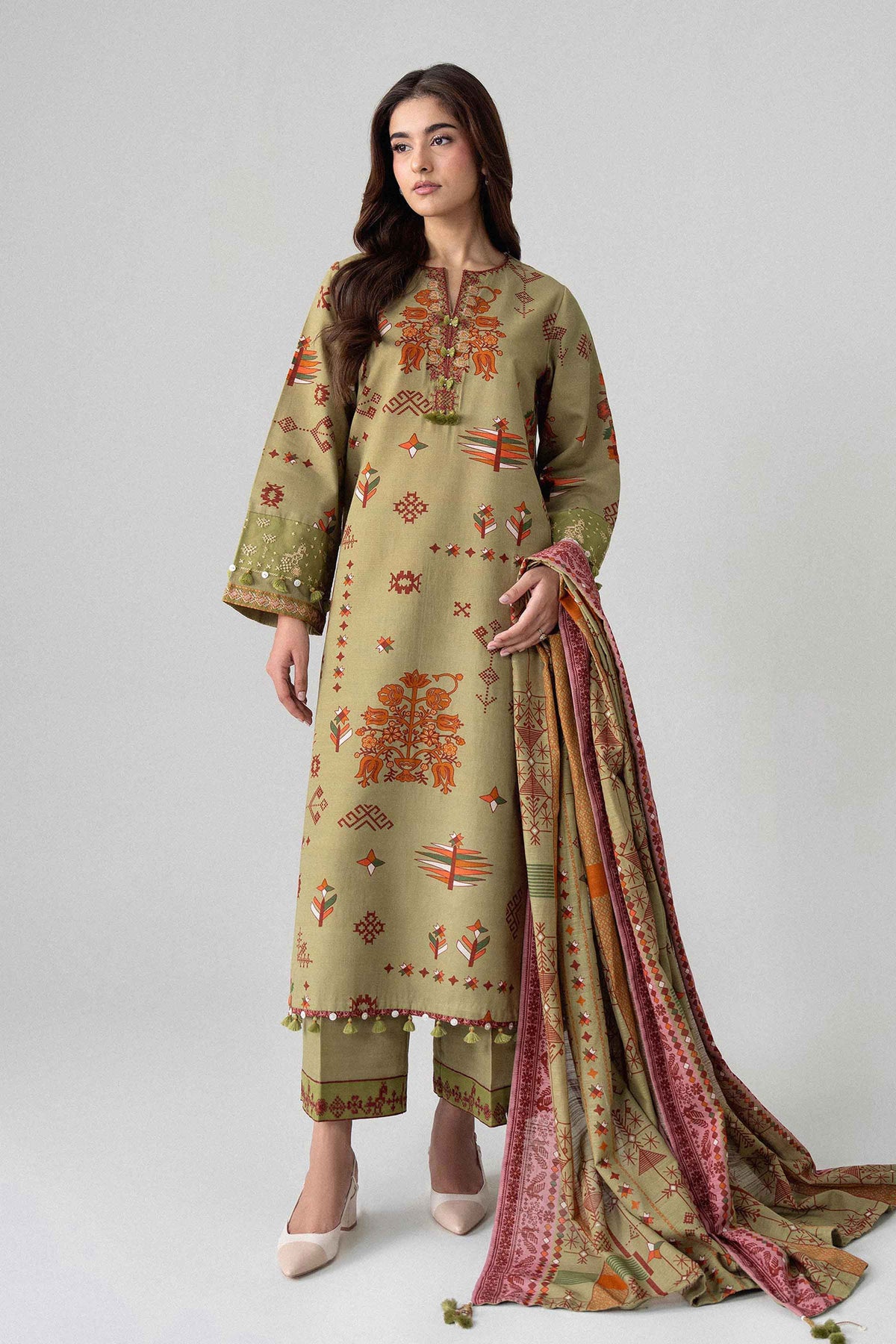 3 Piece - Printed Embroidered Suit - U3PE-NISHA26WV1-16