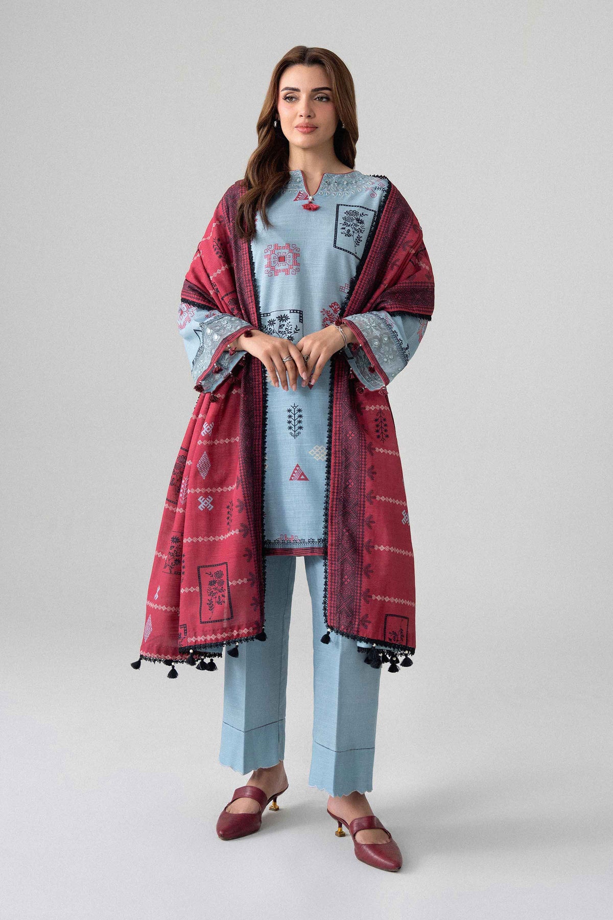 3 Piece - Printed Embroidered Suit - U3PE-NISHA26WV1-19