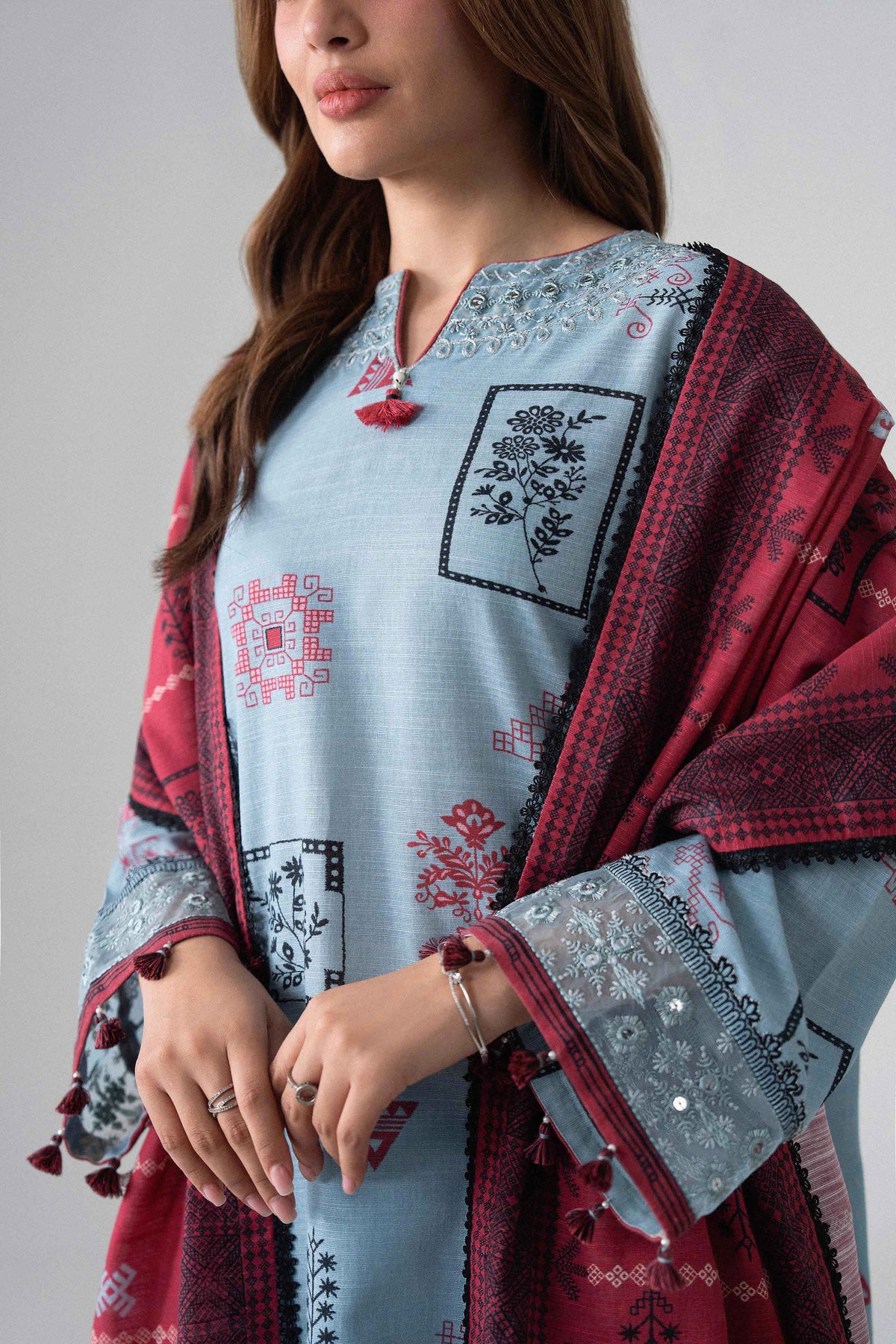 3 Piece - Printed Embroidered Suit - U3PE-NISHA26WV1-19