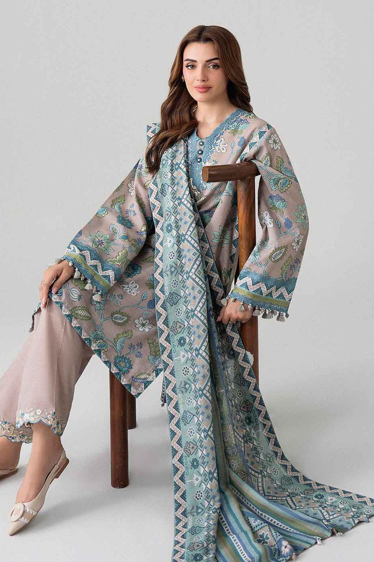 3 Piece - Printed Embroidered Suit - U3PE-NISHA26WV1-33