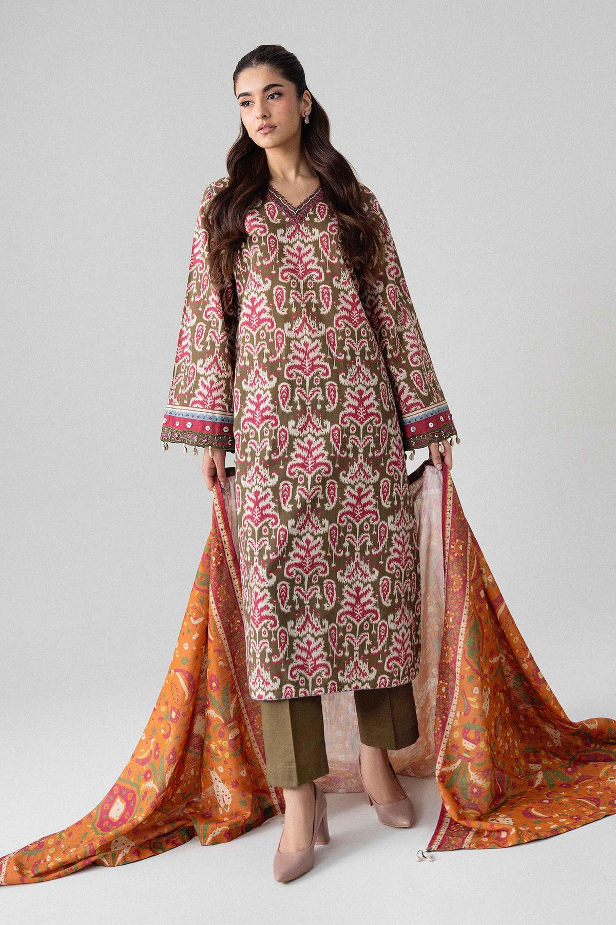 3 Piece - Printed Embroidered Suit - U3PE-NISHA26WV1-38 for, - Unstitched Collection | Nishat | Shop Online