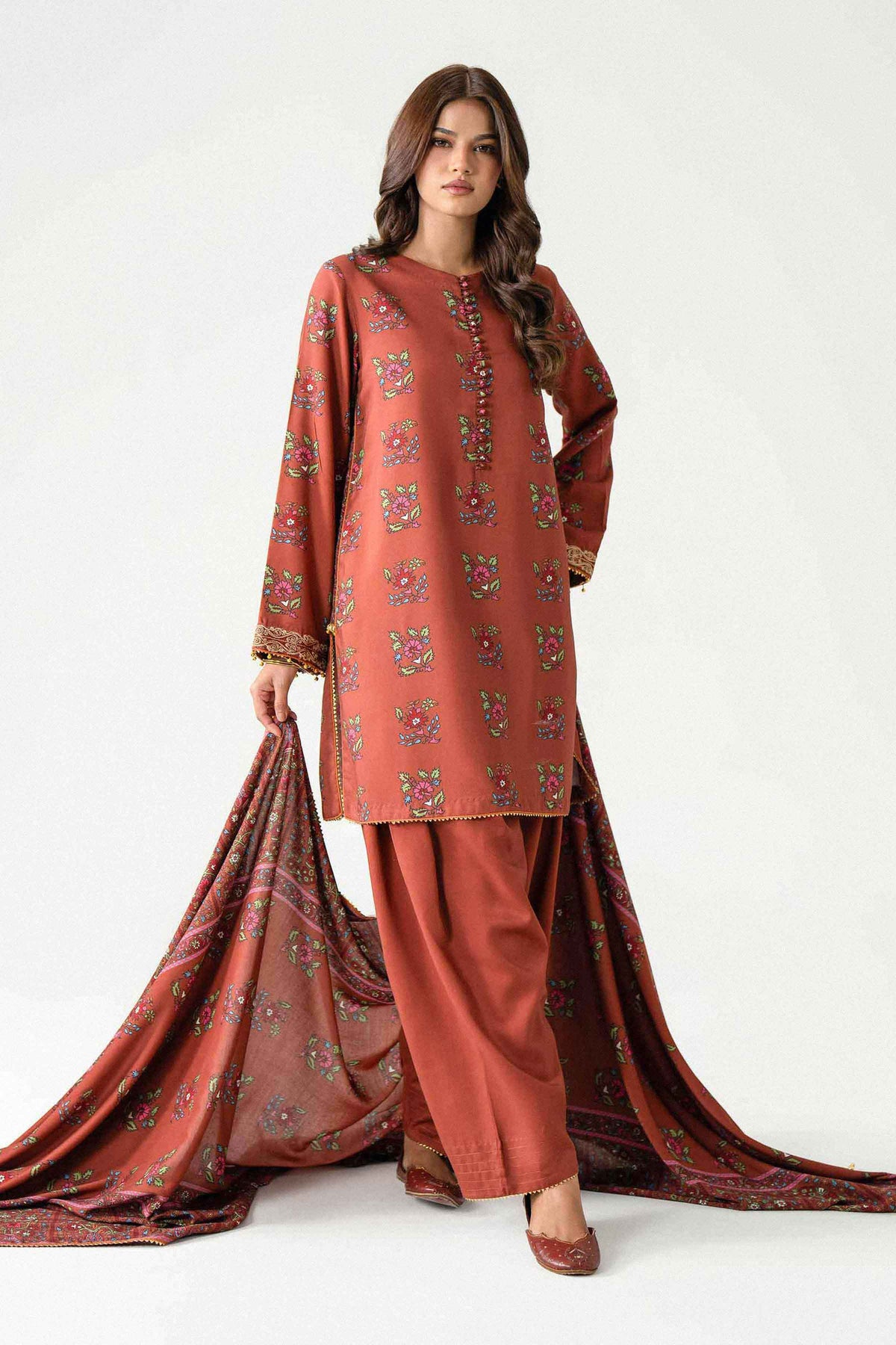 3 Piece - Printed Embroidered Suit - U3PE-NISHA26WV1-47 for, - Unstitched Collection | Nishat | Shop Online