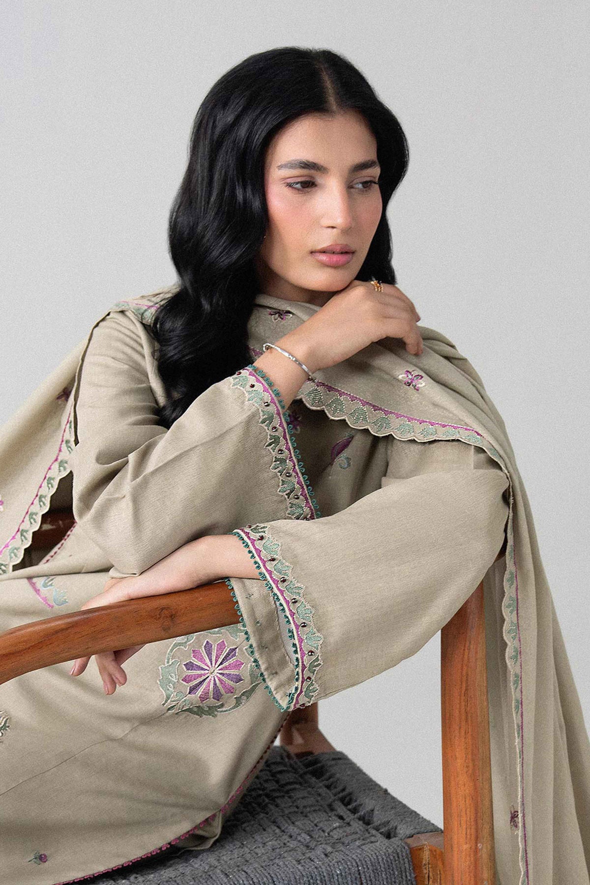 3 Piece - Embroidered Suit - U3PE-NISHA26WV1-55