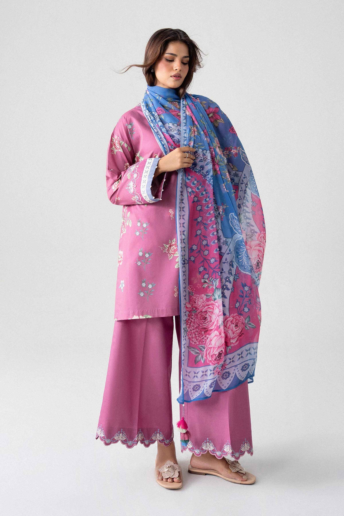 3 Piece - Digital Printed Embroidered Suit - U3PE-NISHA26WV1-72