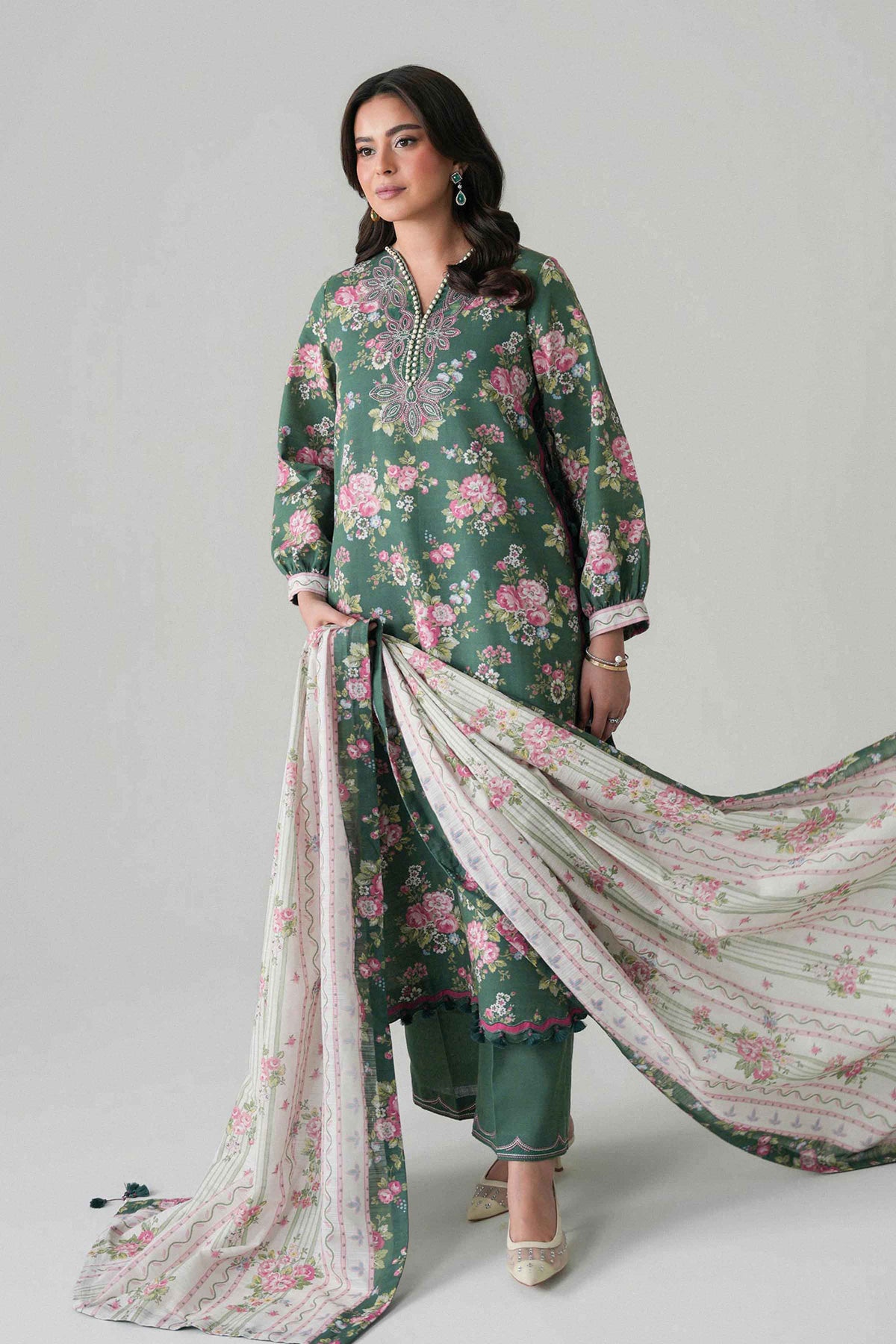 3 Piece - Printed Embroidered Suit - U3PE-NISHA26WV1-98