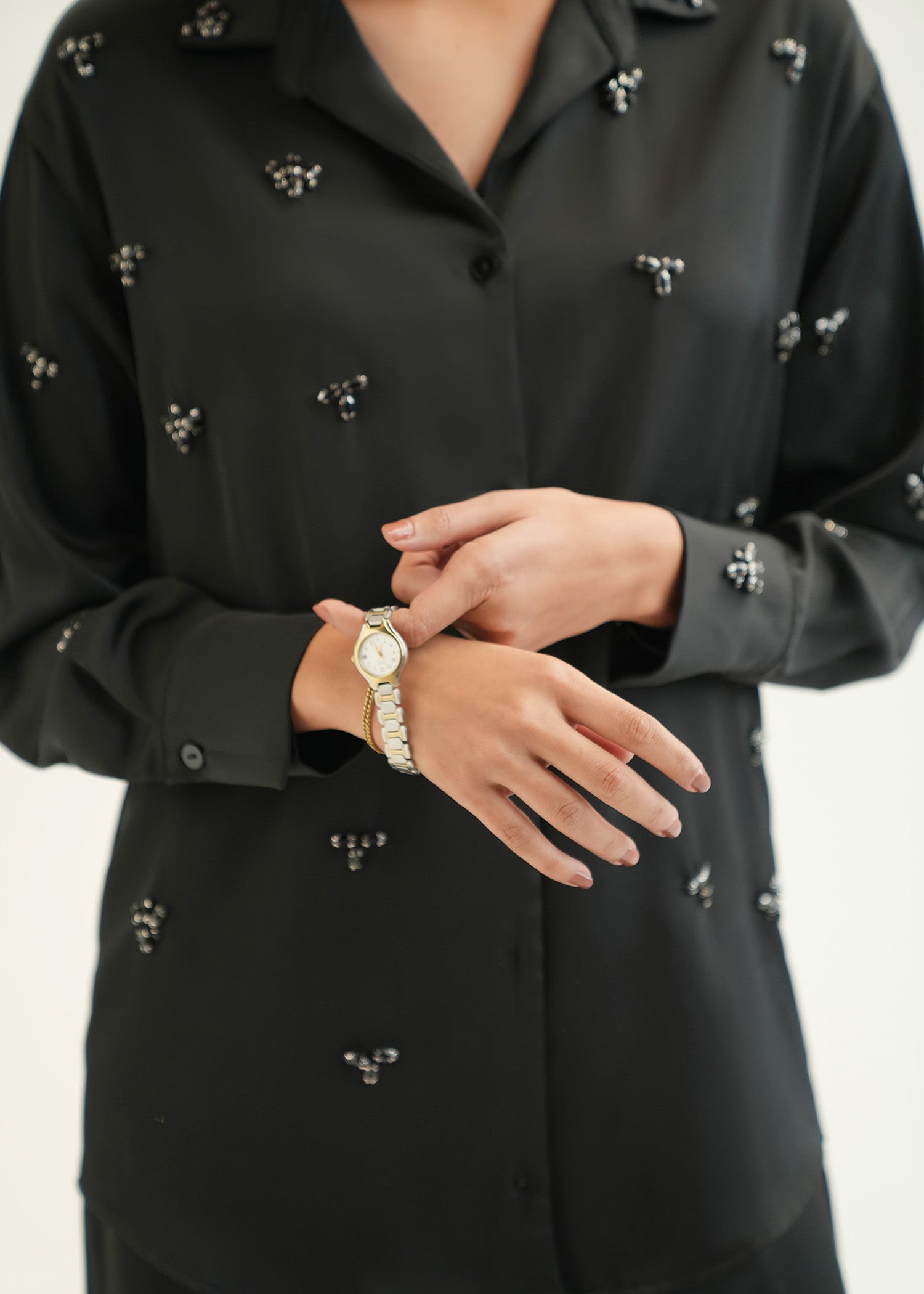 Embellished Satin Shirt - KOA