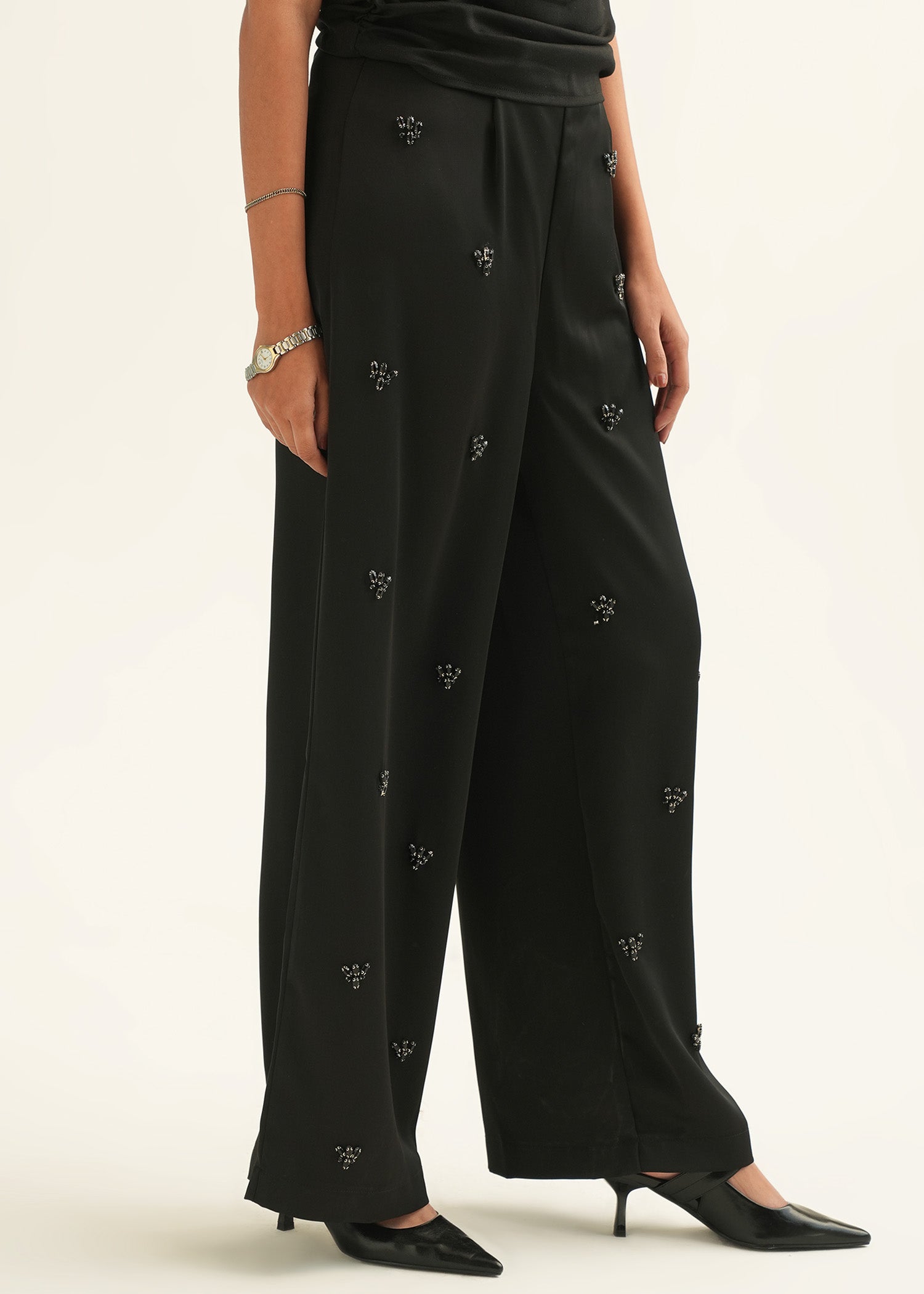 Embellished Satin Pants - KOA