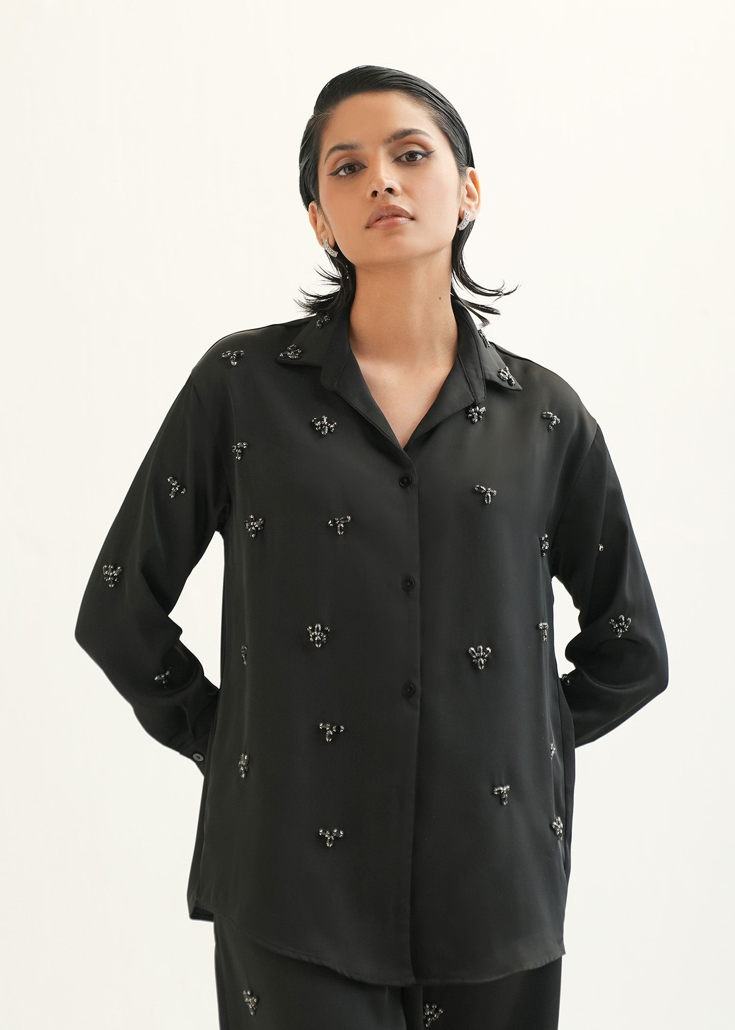 Embellished Satin Shirt - KOA