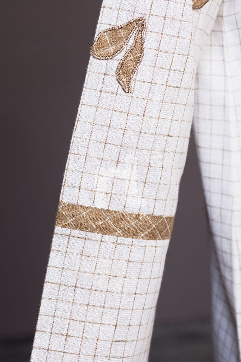 Nishat Linen UAE - KF-395 White Printed Embroidered Formal Linen Shirt & Printed Linen Trousers