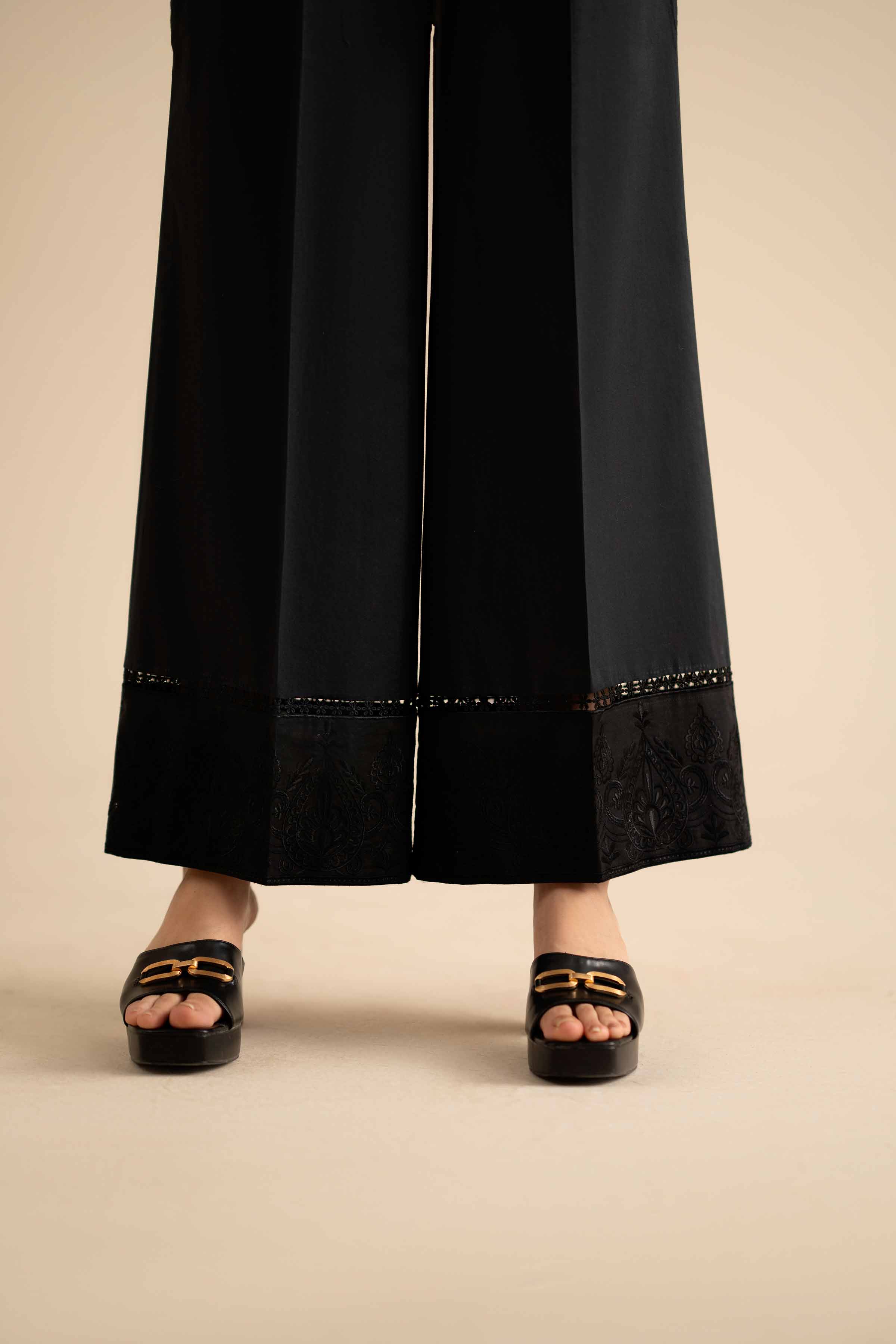 NISHATUAE - Black Embroidered Cambric Ready to wear Trousers