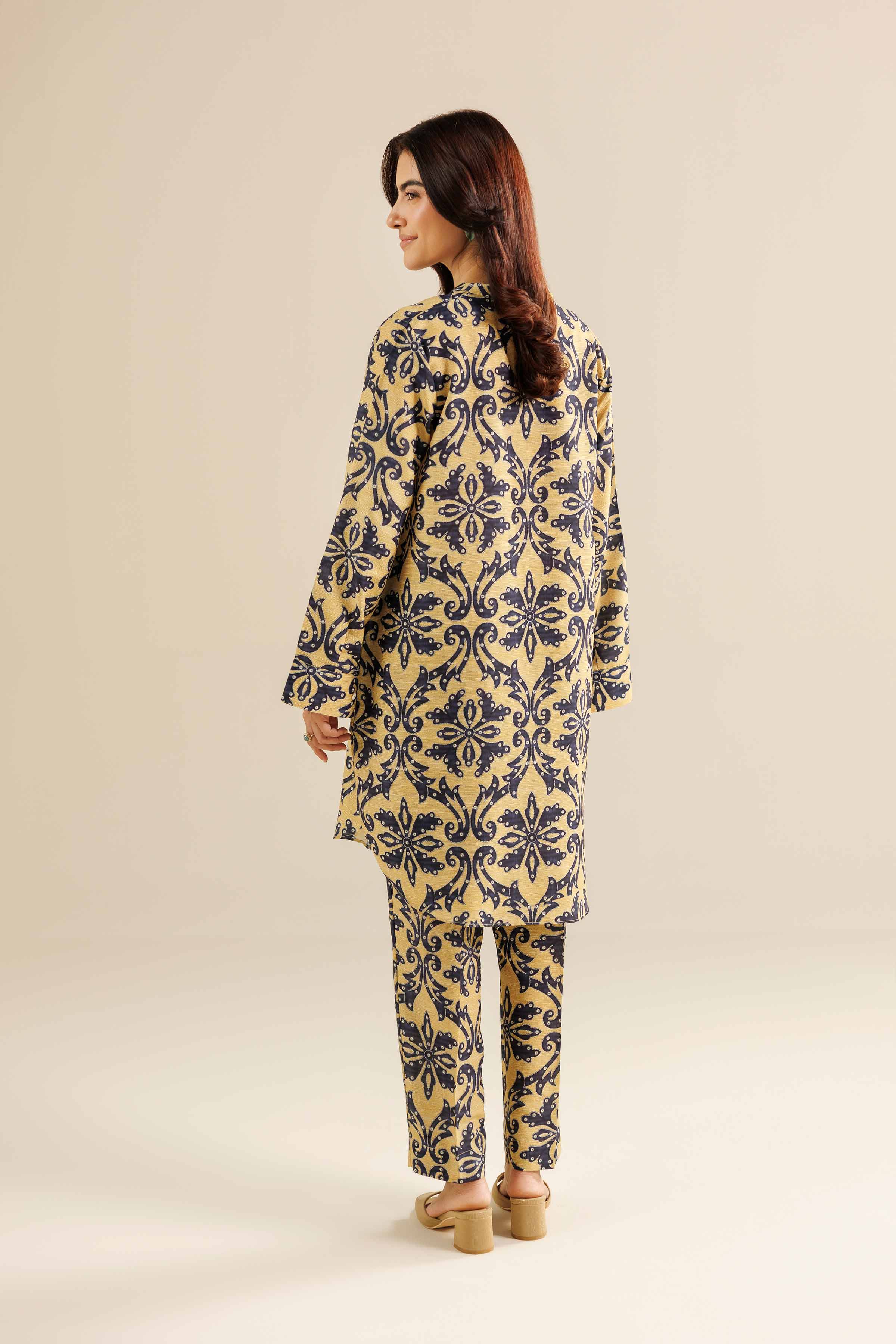 NishatUAE - Mustard Printed Swiss Lawn 2-piece Ready To Wear Dress