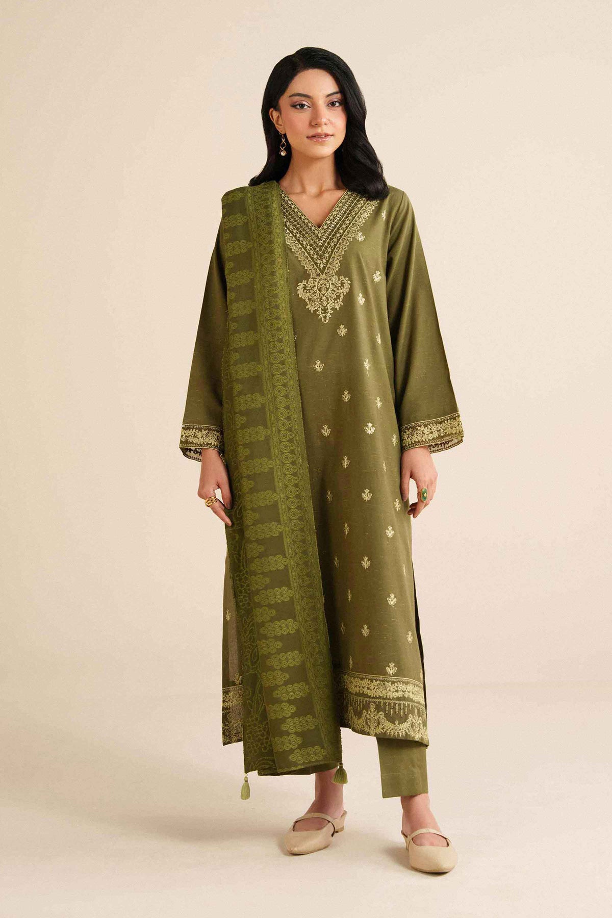 3 Piece - Embroidered Suit - PW25-460
