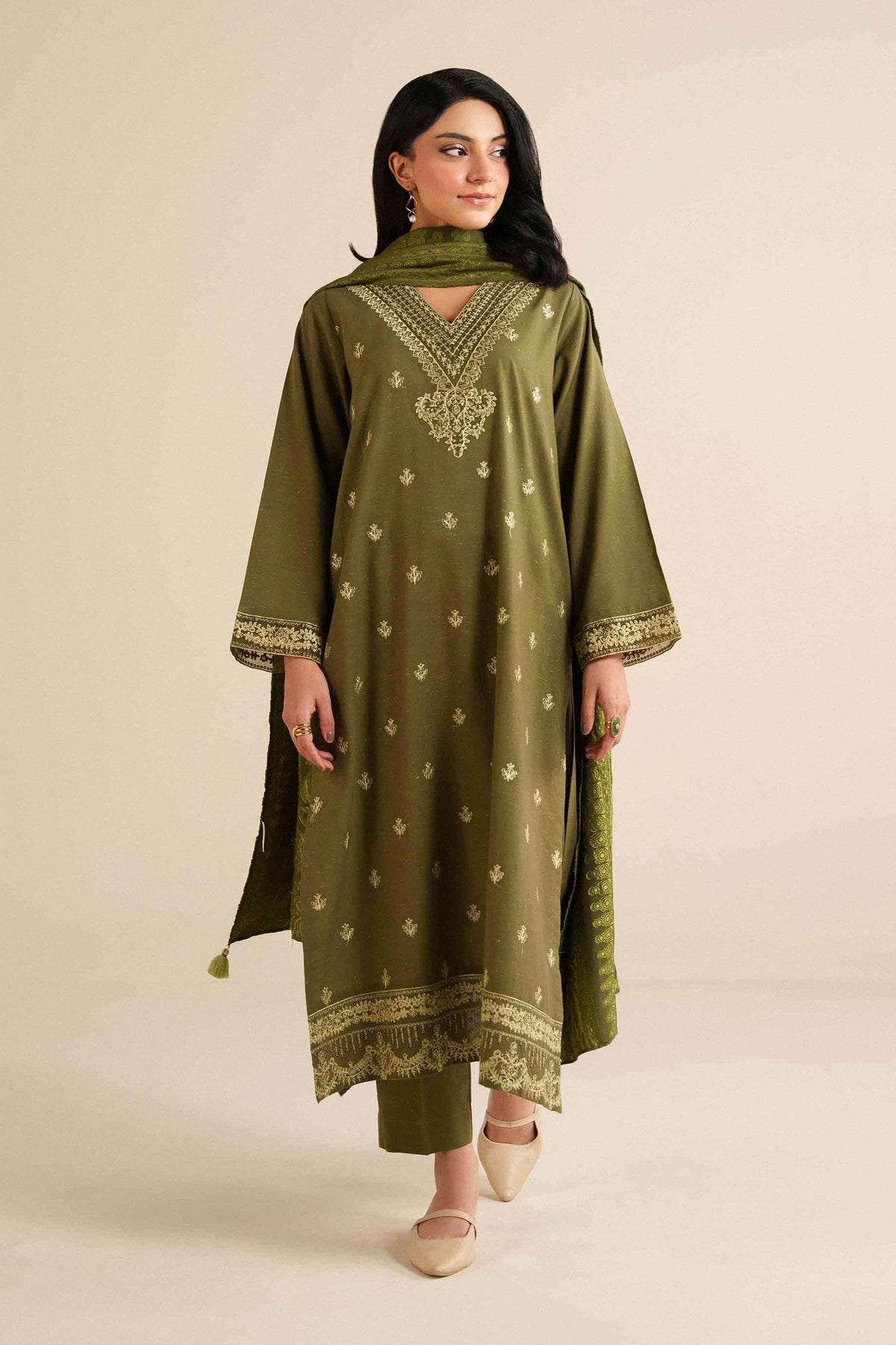 3 Piece - Embroidered Suit - PW25-460