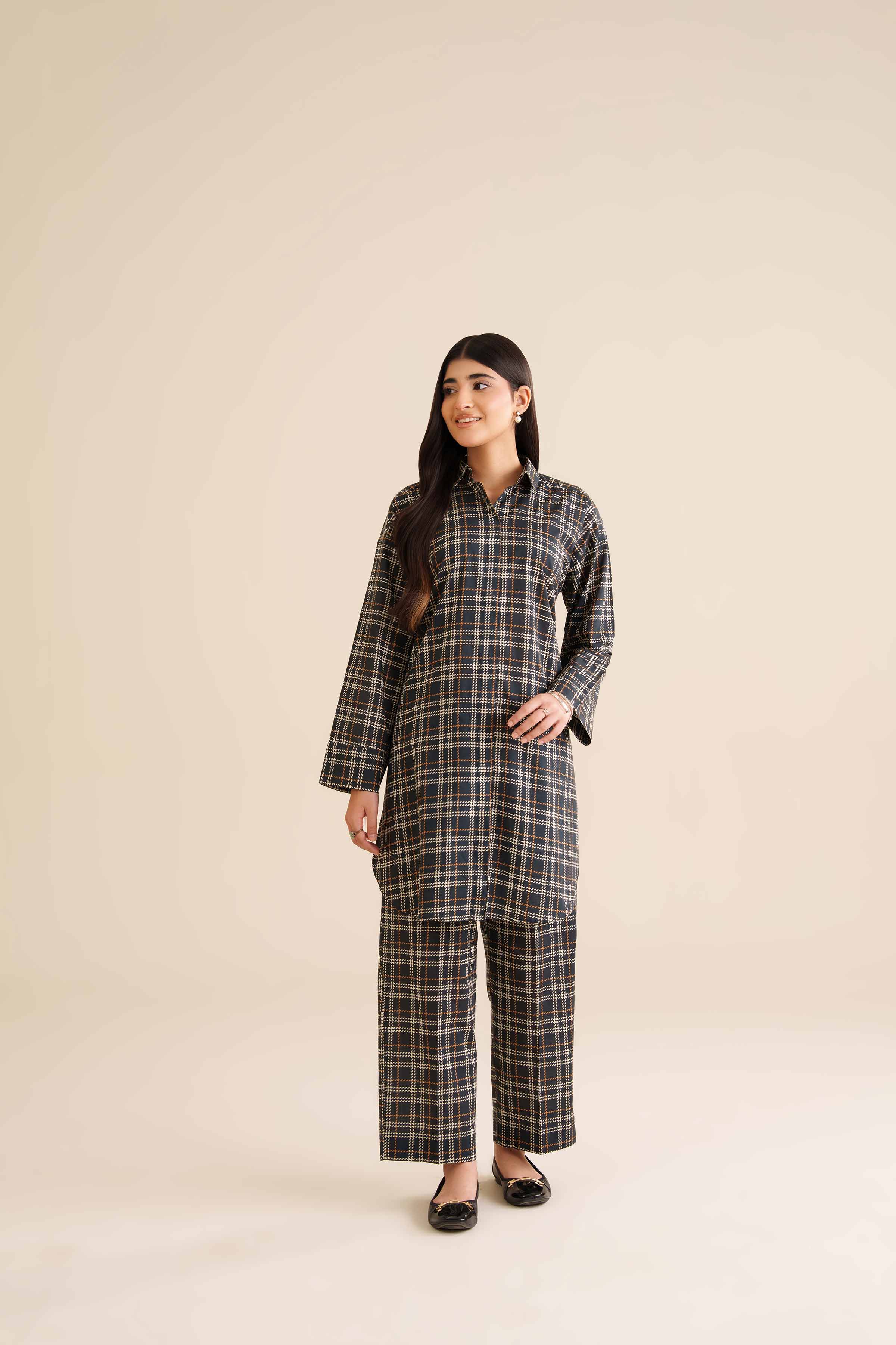 NISHATUAE - Black Printed Cambric 2-piece Ready to wear Dress