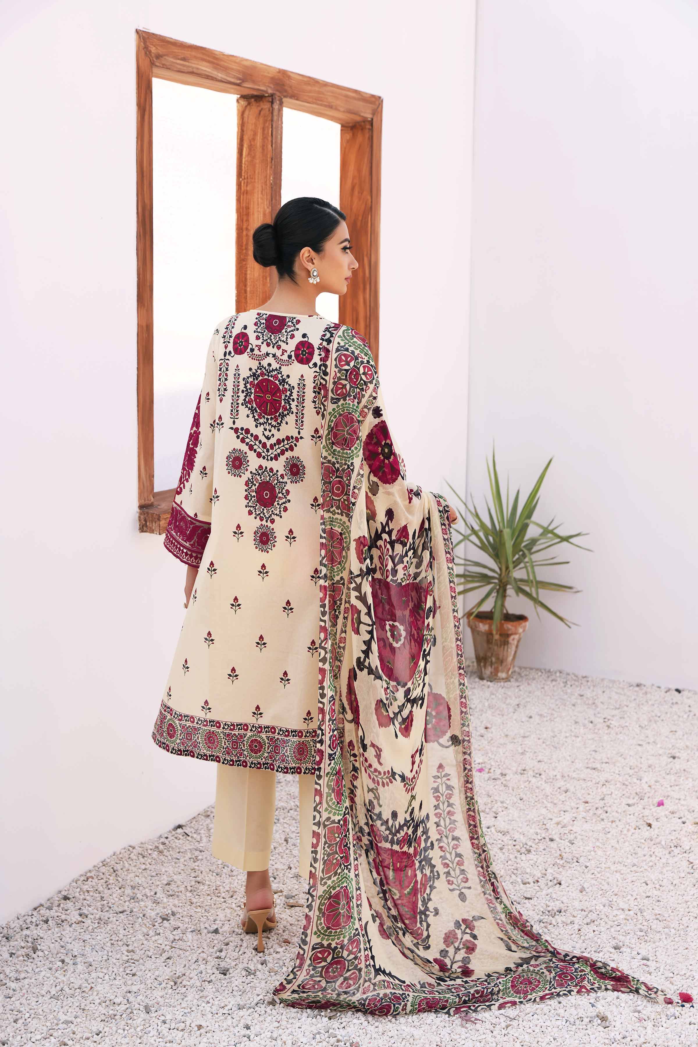 3 Piece - Printed Embroidered Suit - 42301149