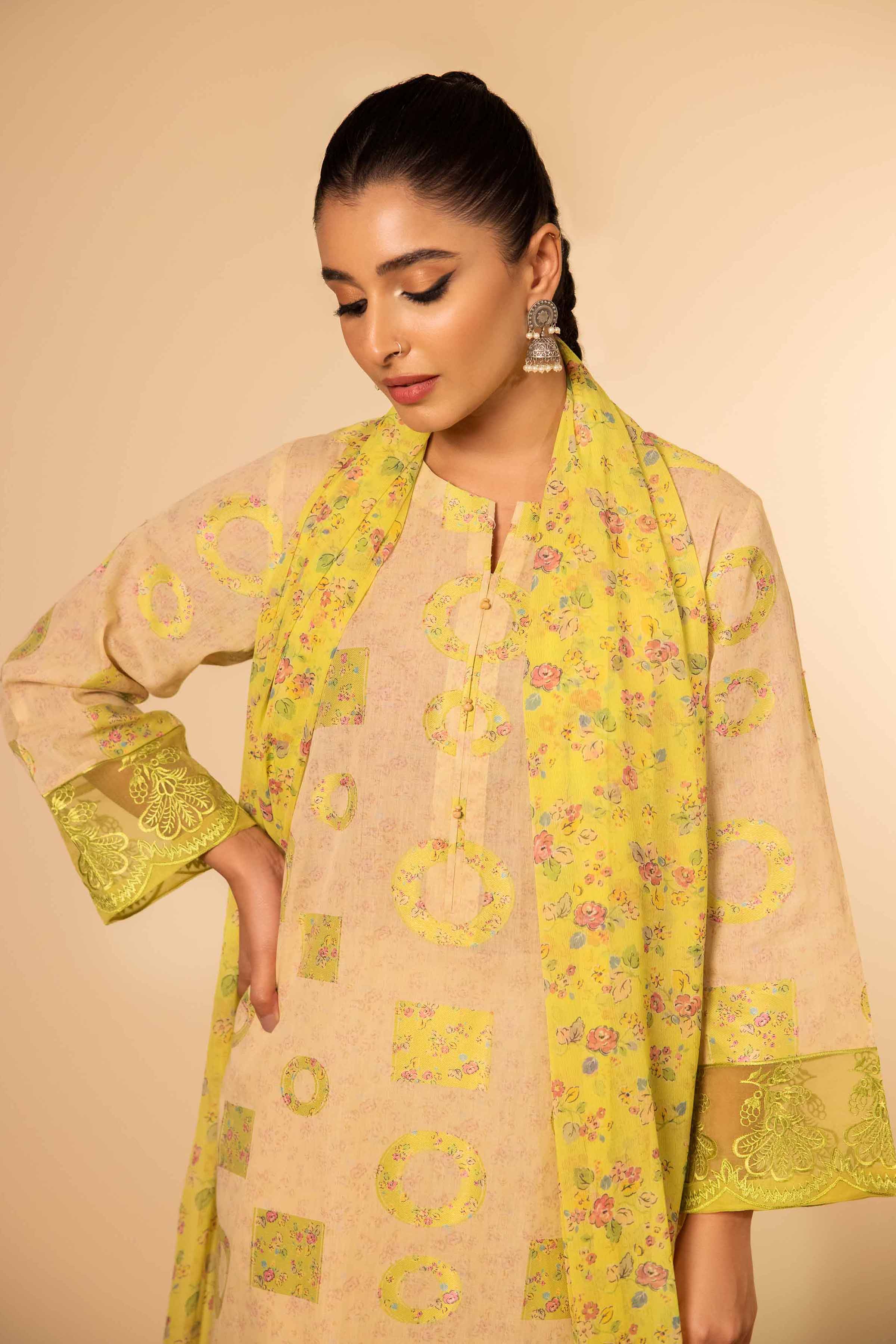 3 Piece - Digital Printed Jacquard Embroidered Suit - 42401020