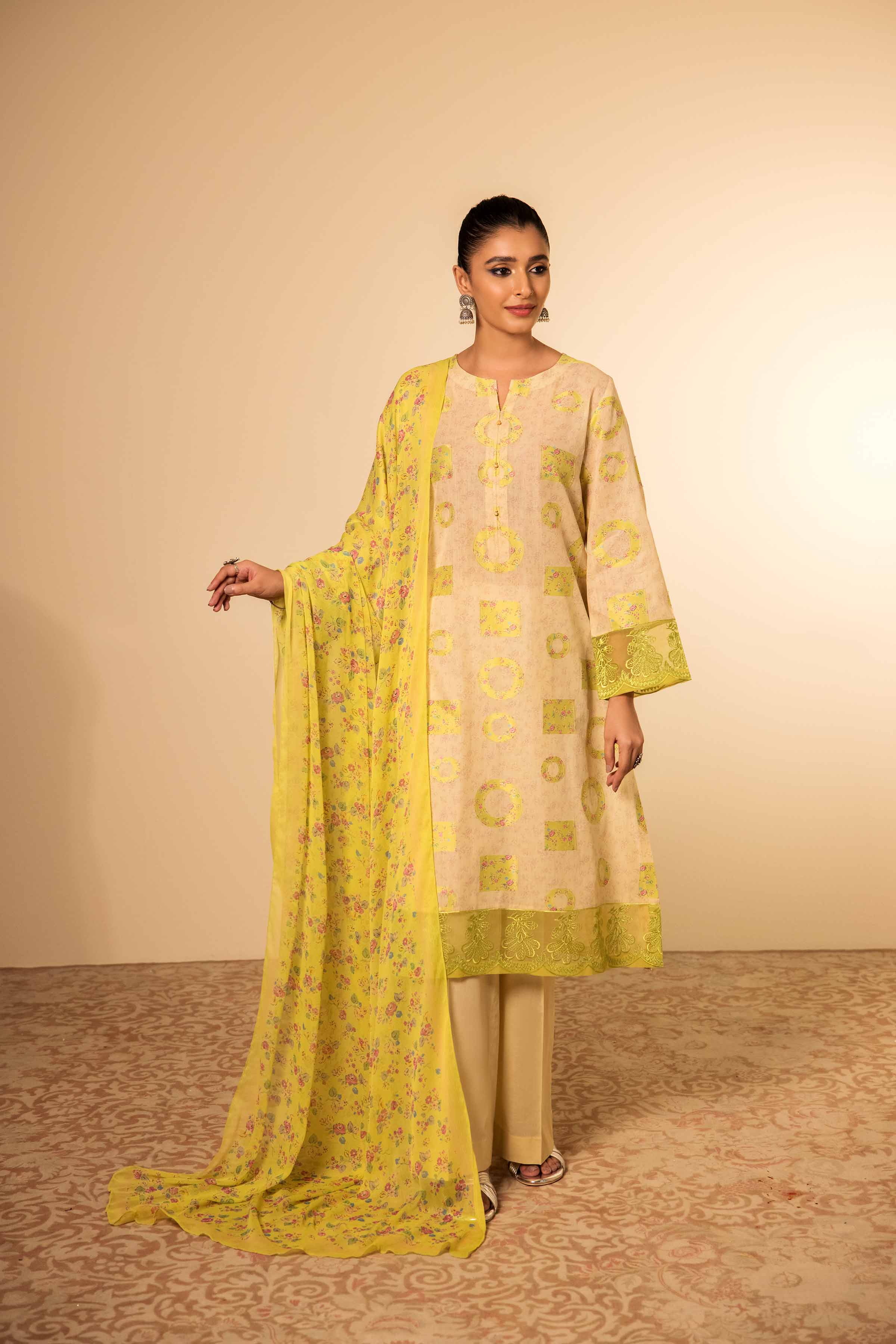 3 Piece - Digital Printed Jacquard Embroidered Suit - 42401020