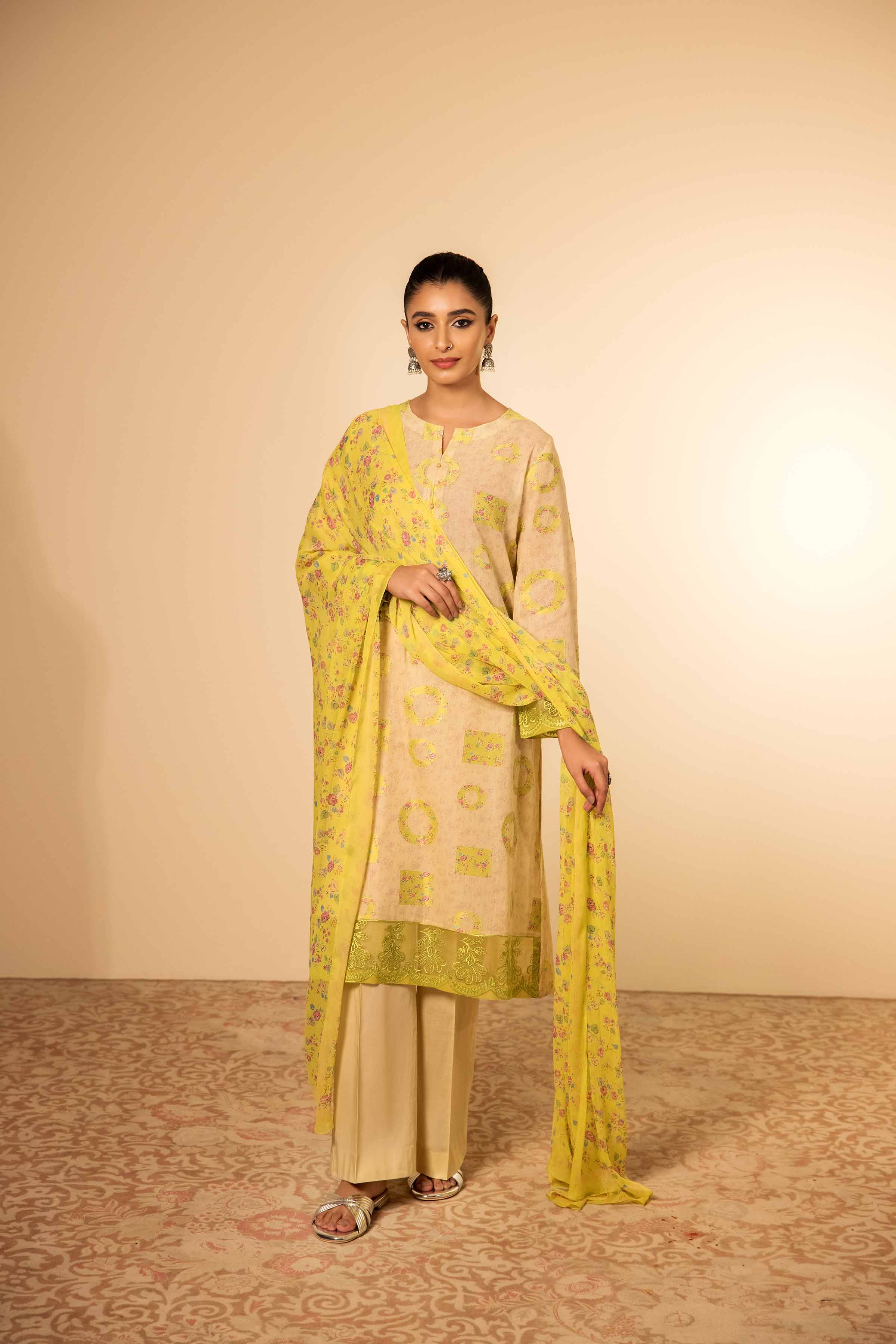 3 Piece - Digital Printed Jacquard Embroidered Suit - 42401020