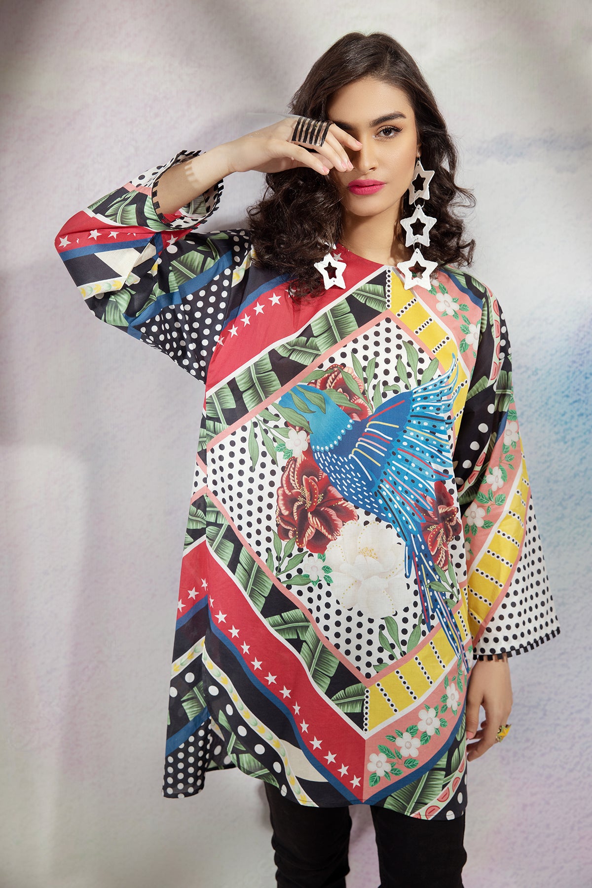AS22-26-Printed Round Neck Tunic