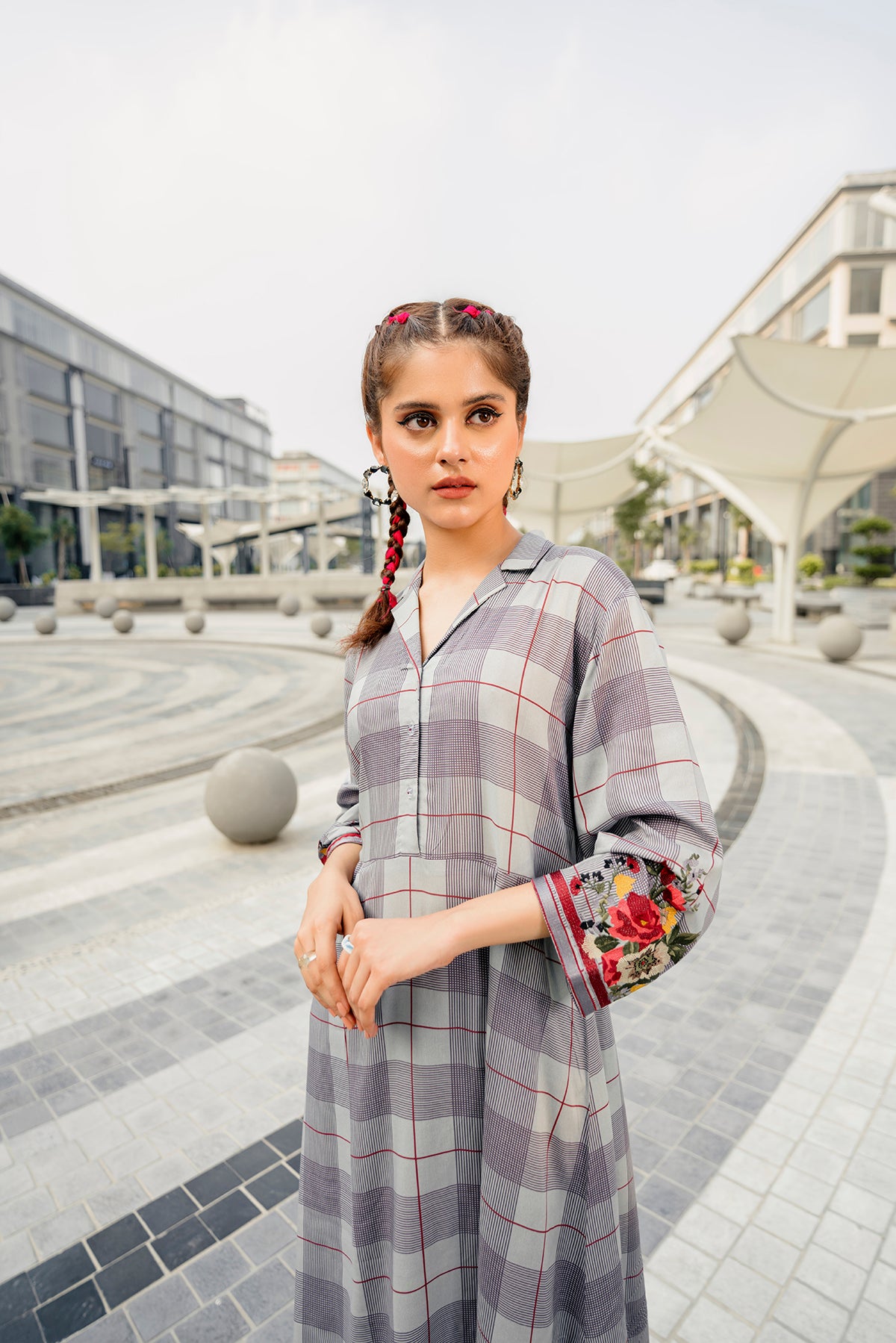 AW22-22-Printed Embroidered Long Dress