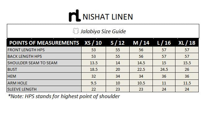 DE19-07 Off White Digital Printed Stitched Cambric Jalabiya - 1PC - Nishat Linen UAE