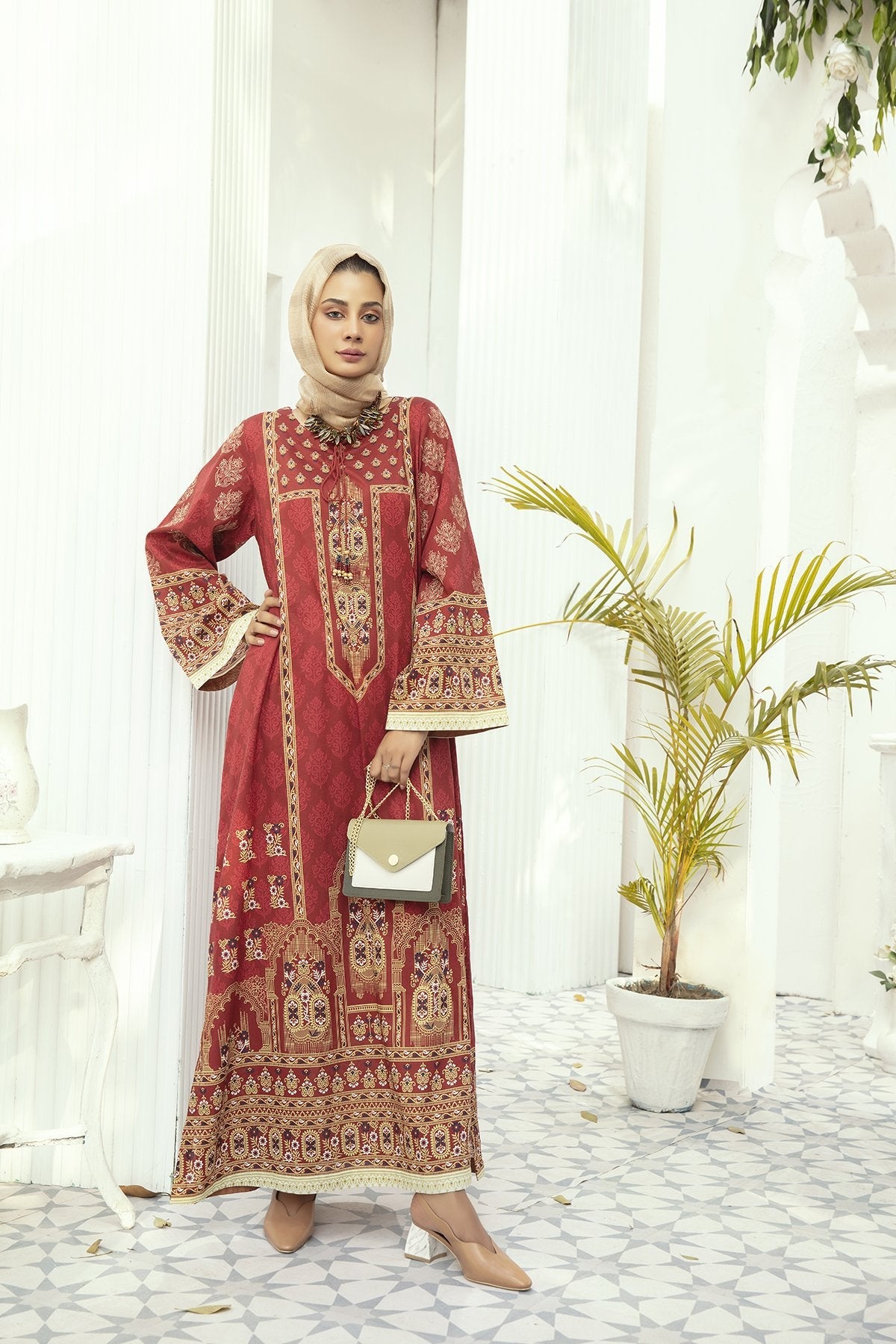 DE20-02 Printed Stitched Fustaan 1PC