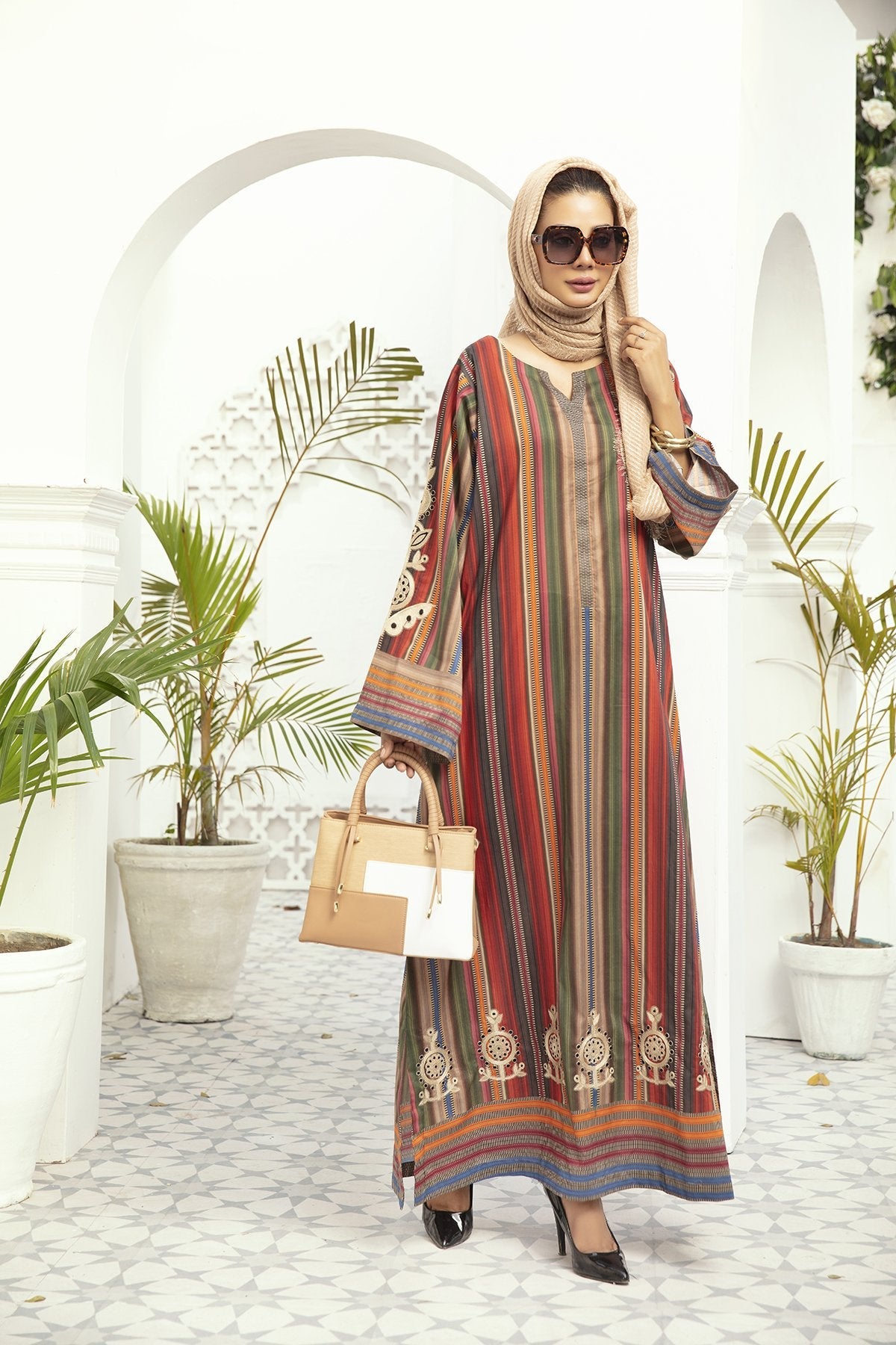 DE20-16 Printed Stitched Fustaan 1PC