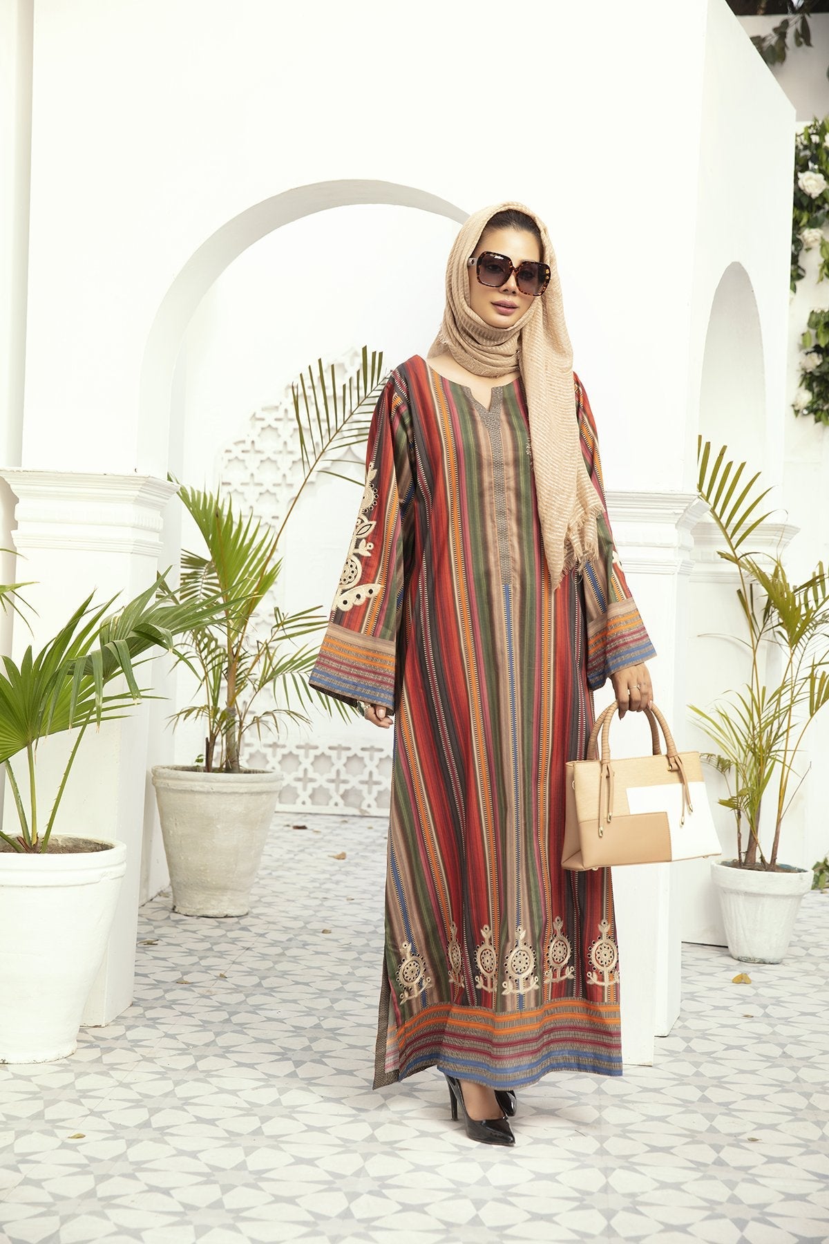 DE20-16 Printed Stitched Fustaan 1PC