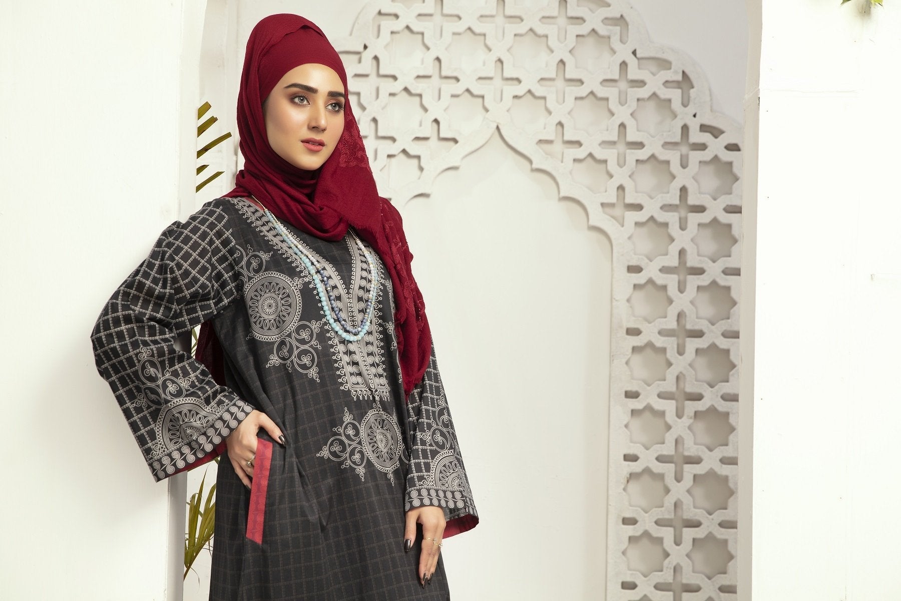 DE20-19 Printed Stitched Fustaan 1PC