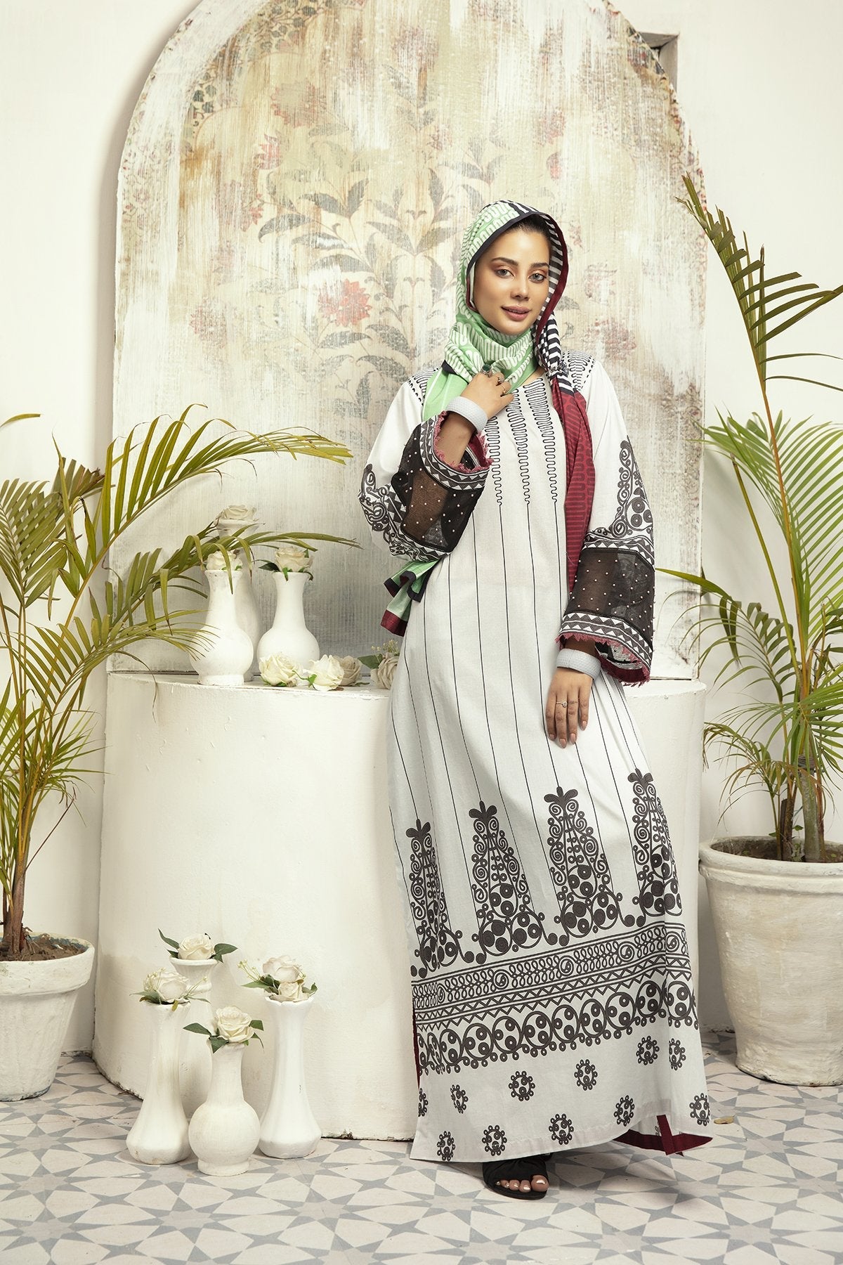 DE20-20 Printed Stitched Fustaan 1PC