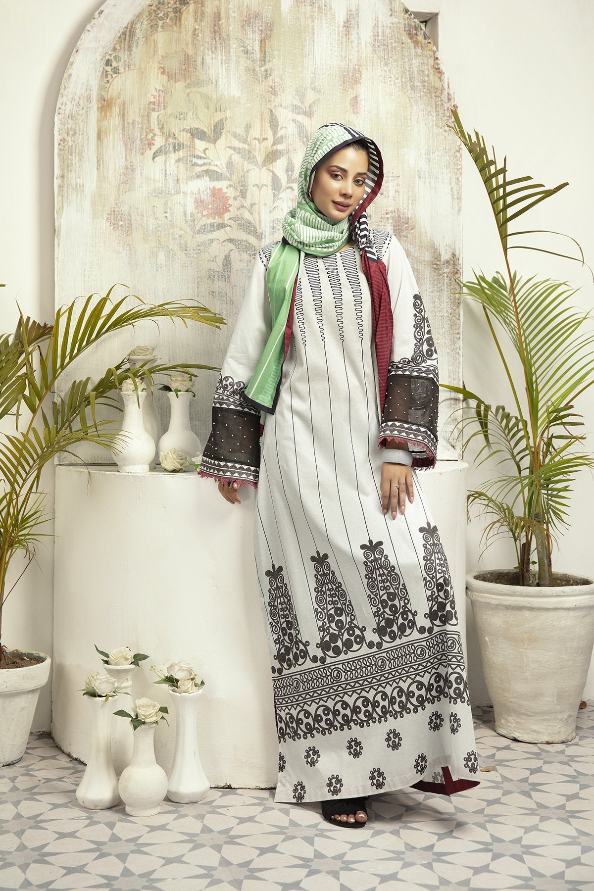 DE20-20 Printed Stitched Fustaan 1PC