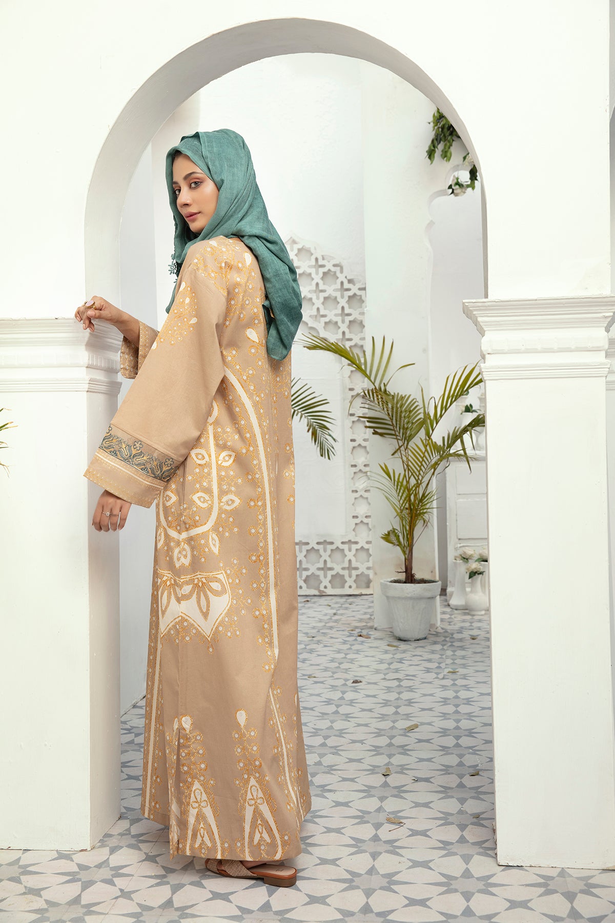 DE20-22 Printed Stitched Jalabiya – 1PC - Nishat Linen UAE