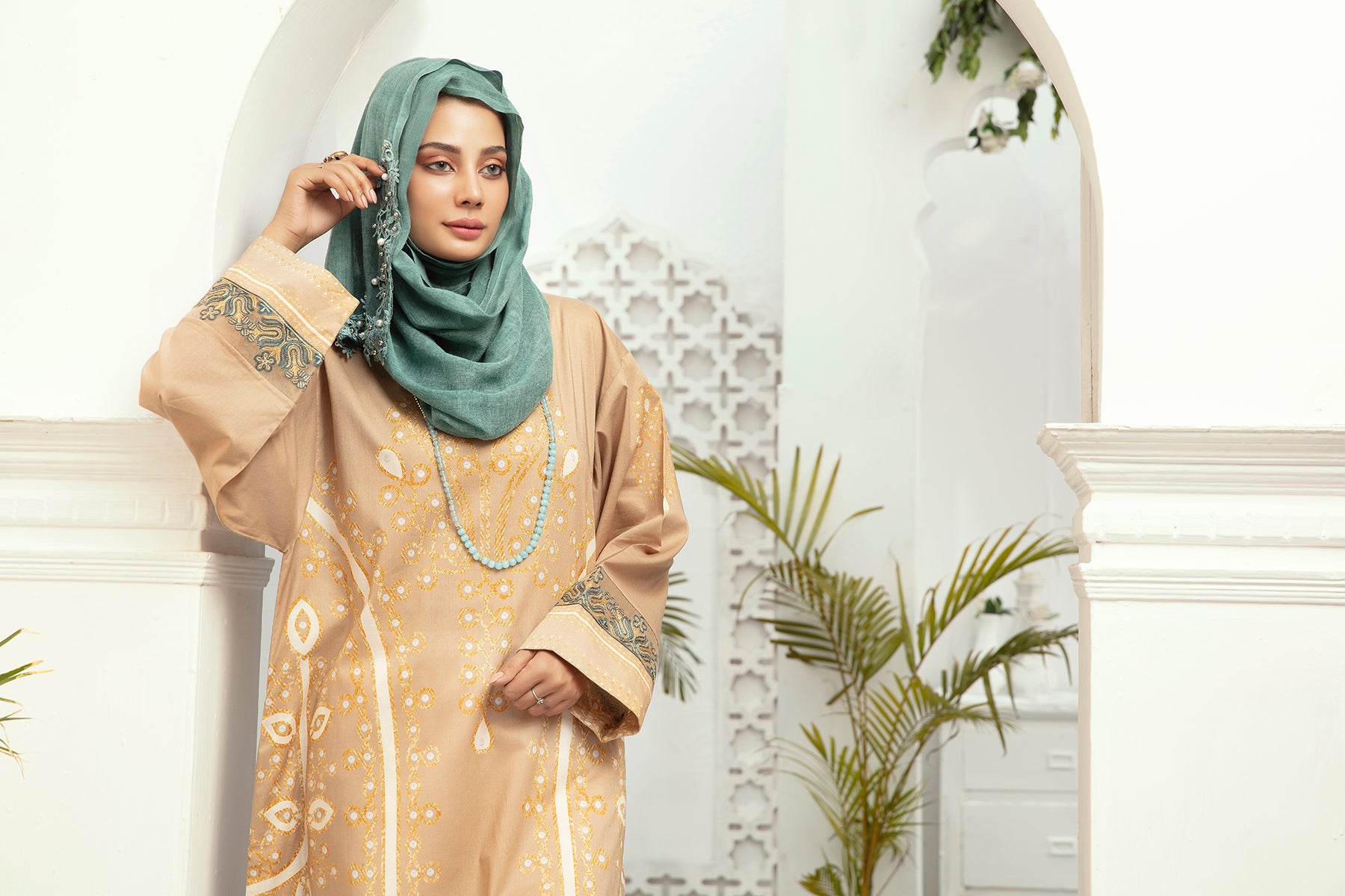 DE20-22 Printed Stitched Jalabiya – 1PC - Nishat Linen UAE